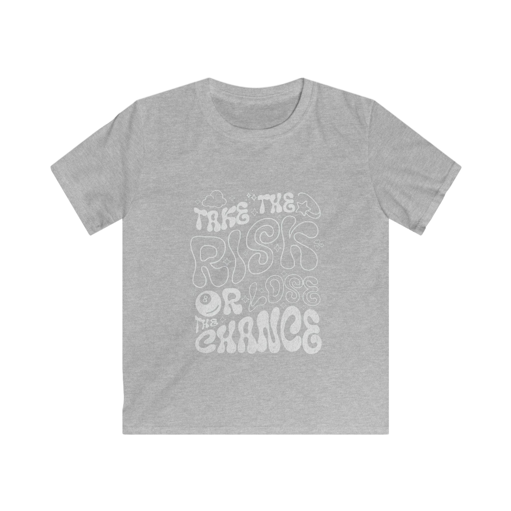 Kids Tee — "Take the Risk or Love the Chance" Retro Script