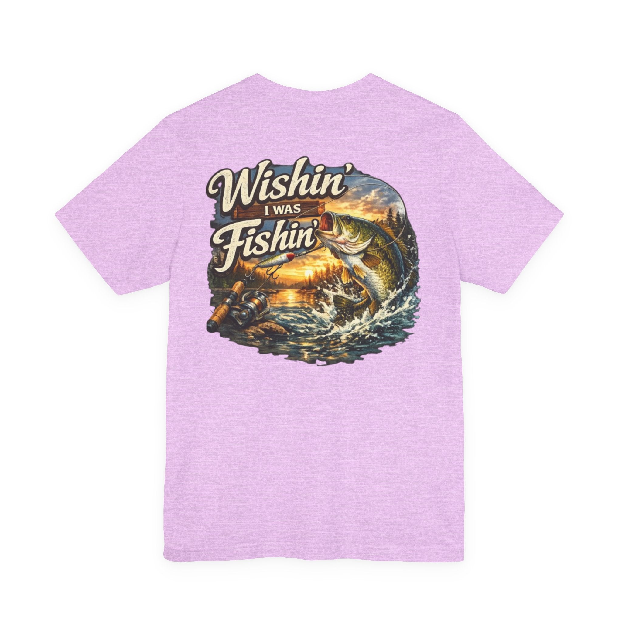 Fishing T-Shirt — "Wishin I Was Fishin" Vintage Bass Graphic