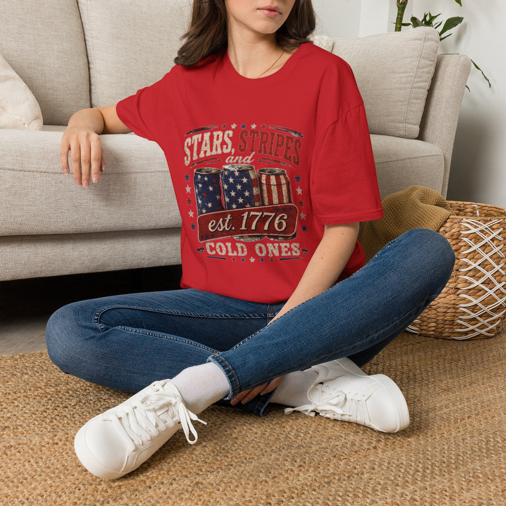Stars, Stripes & Cold Ones T-Shirt — Vintage American Beer 1776 Tee