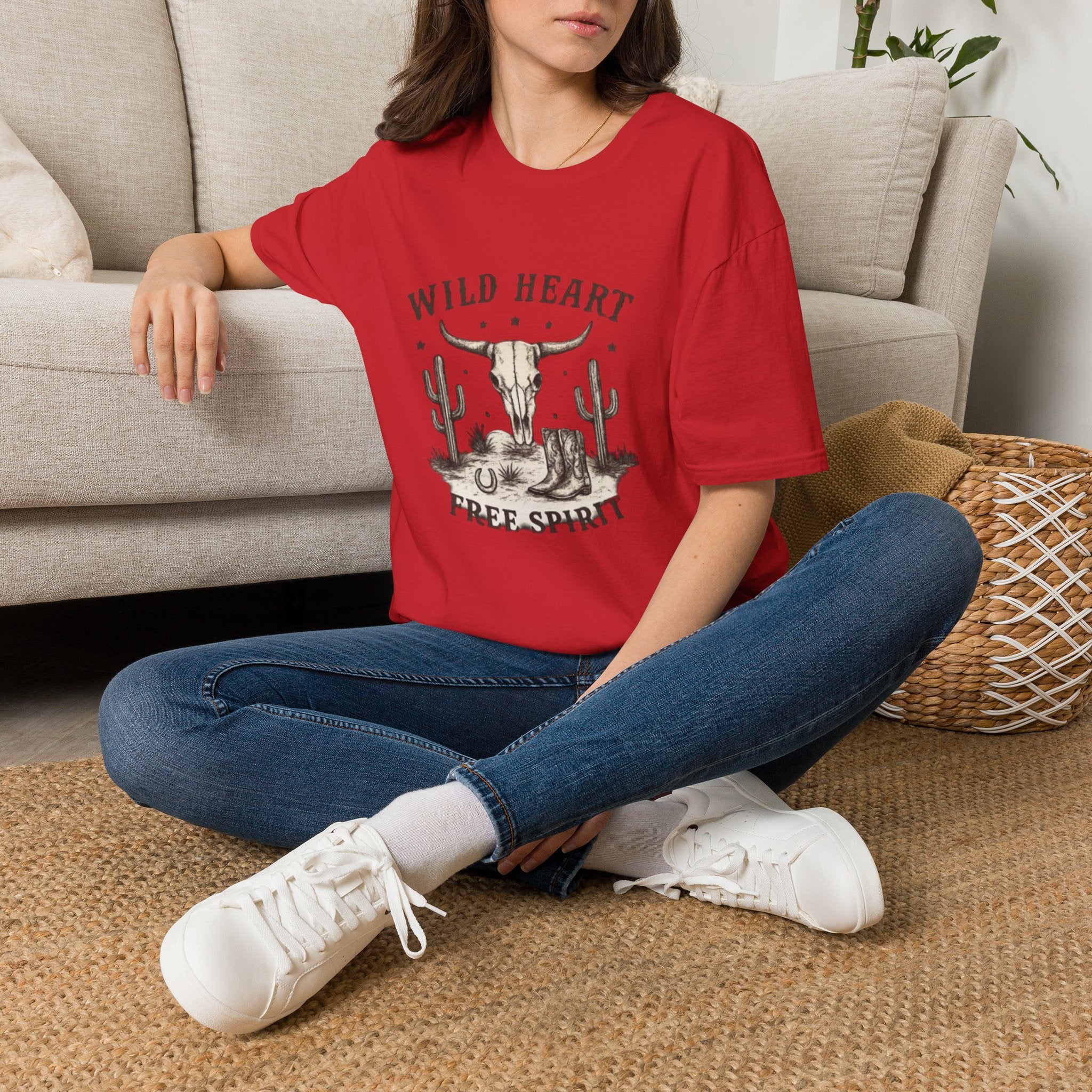 Wild Heart Skull T-Shirt – Western Cactus 'Free Spirit' Graphic Tee
