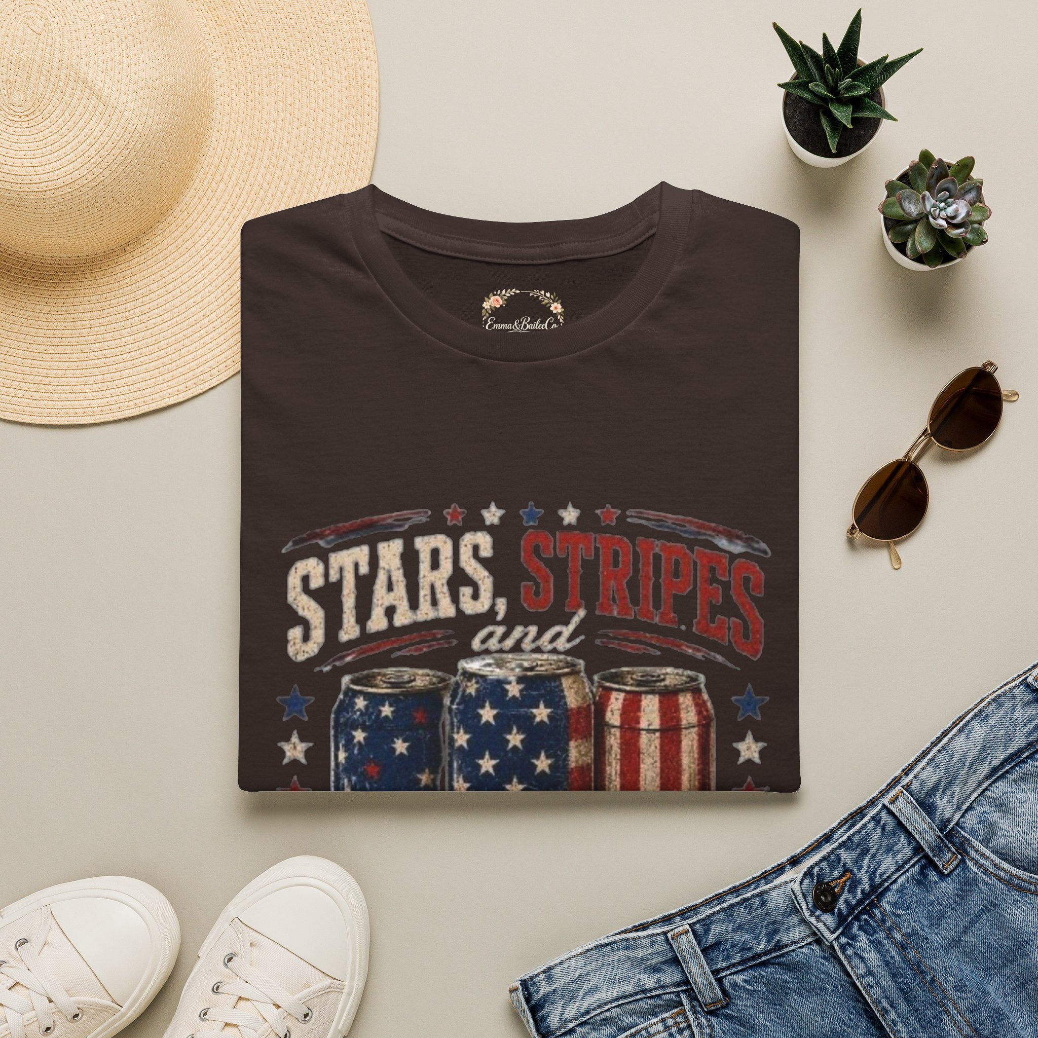 Stars, Stripes & Cold Ones T-Shirt — Vintage American Beer 1776 Tee