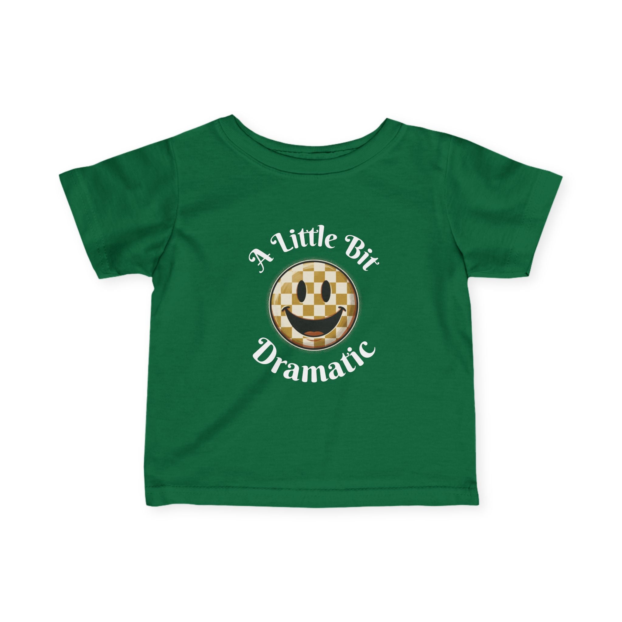 Infant Tee - "A Little Bit Dramatic" Smiley Checkerboard Baby Shirt