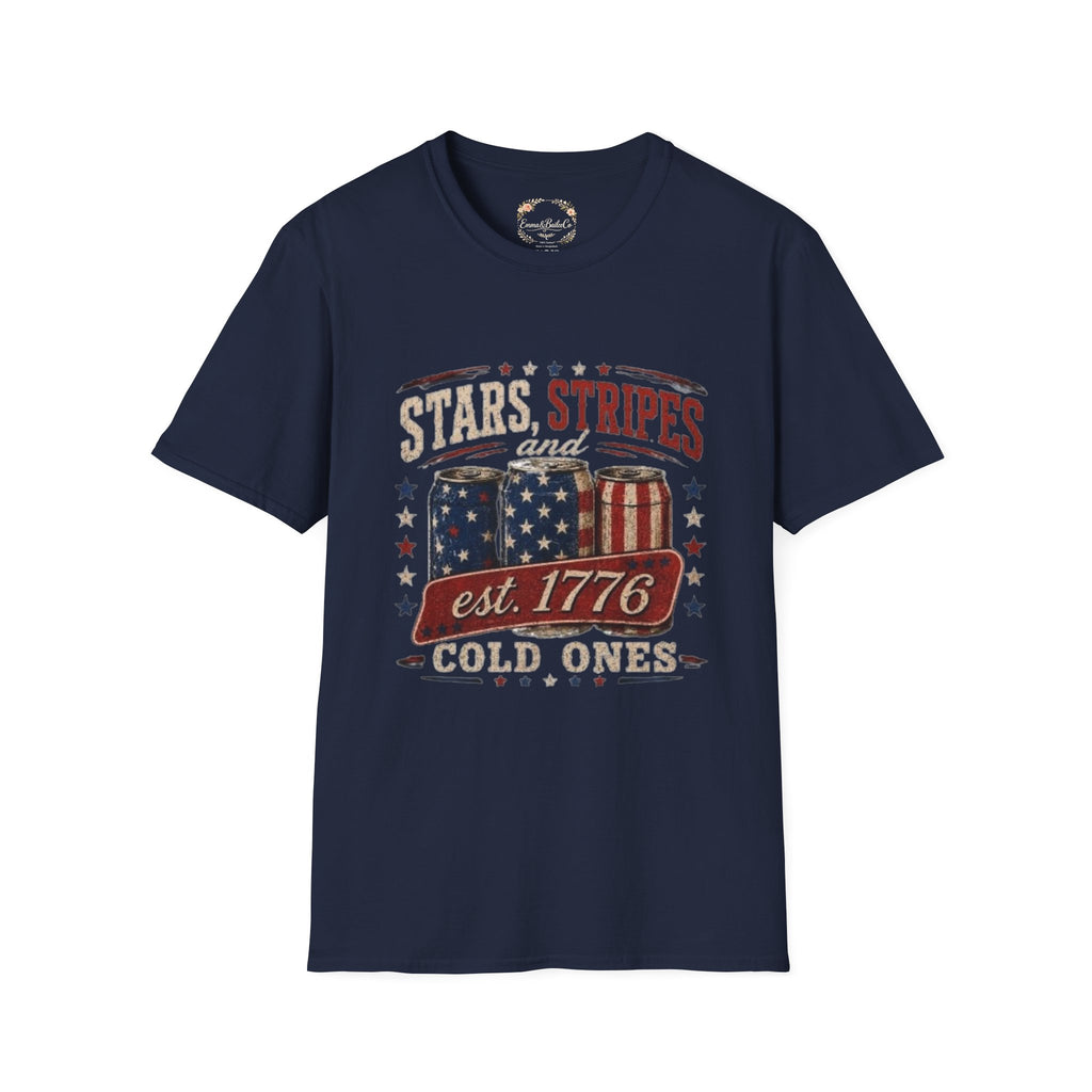 Stars, Stripes & Cold Ones T-Shirt — Vintage American Beer 1776 Tee
