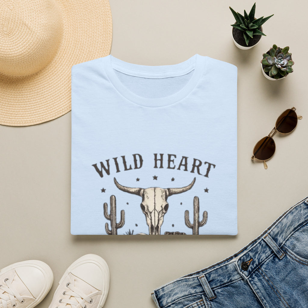 Wild Heart Skull T-Shirt – Western Cactus 'Free Spirit' Graphic Tee