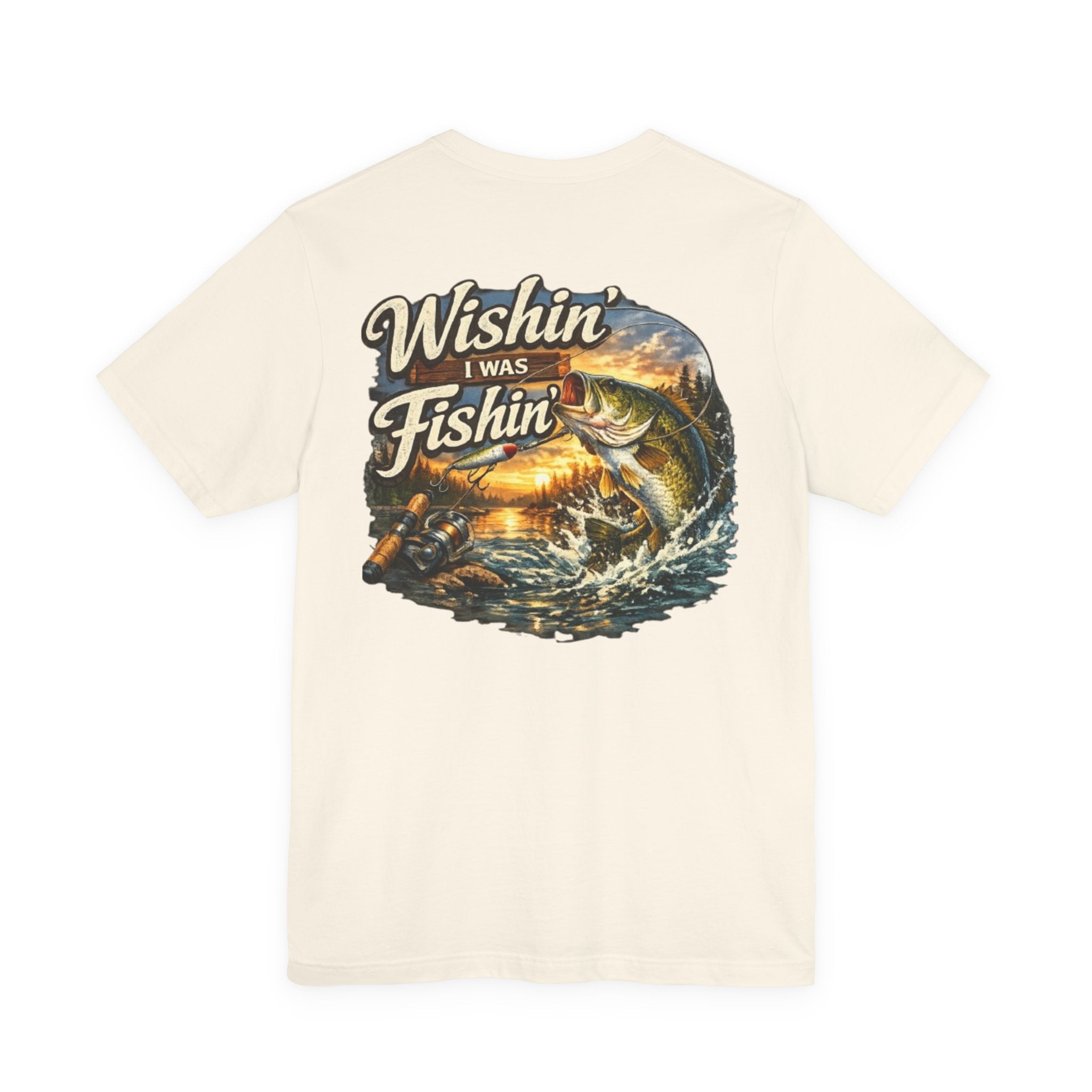Fishing T-Shirt — "Wishin I Was Fishin" Vintage Bass Graphic