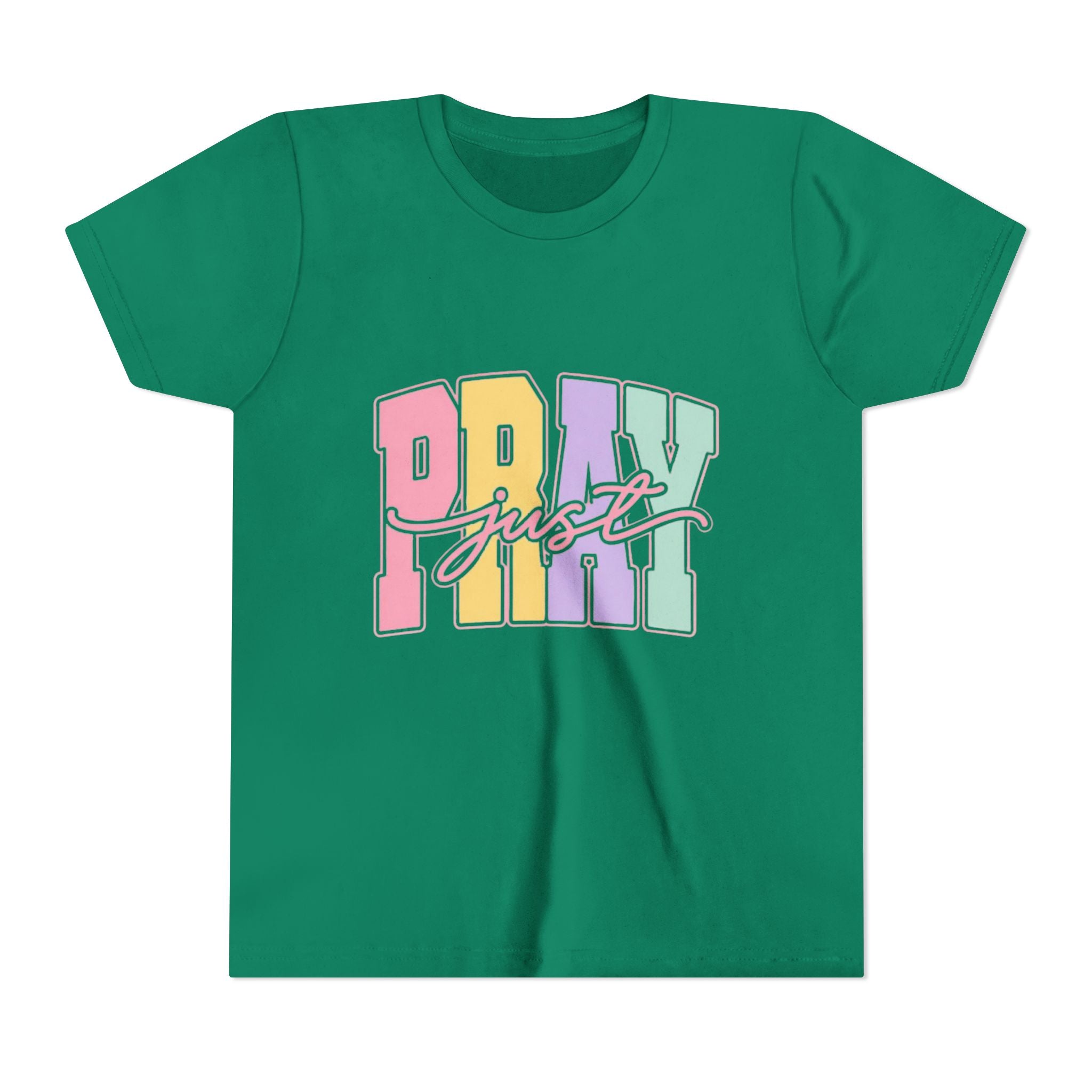 Youth Tee — "Just Pray" Pastel Graphic
