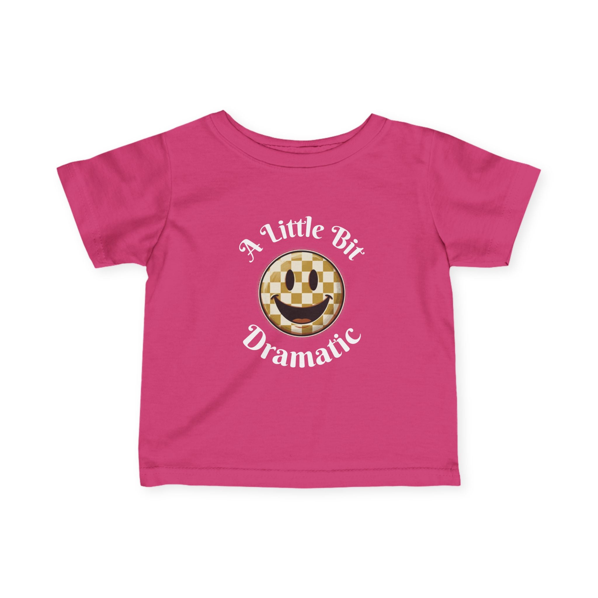 Infant Tee - "A Little Bit Dramatic" Smiley Checkerboard Baby Shirt