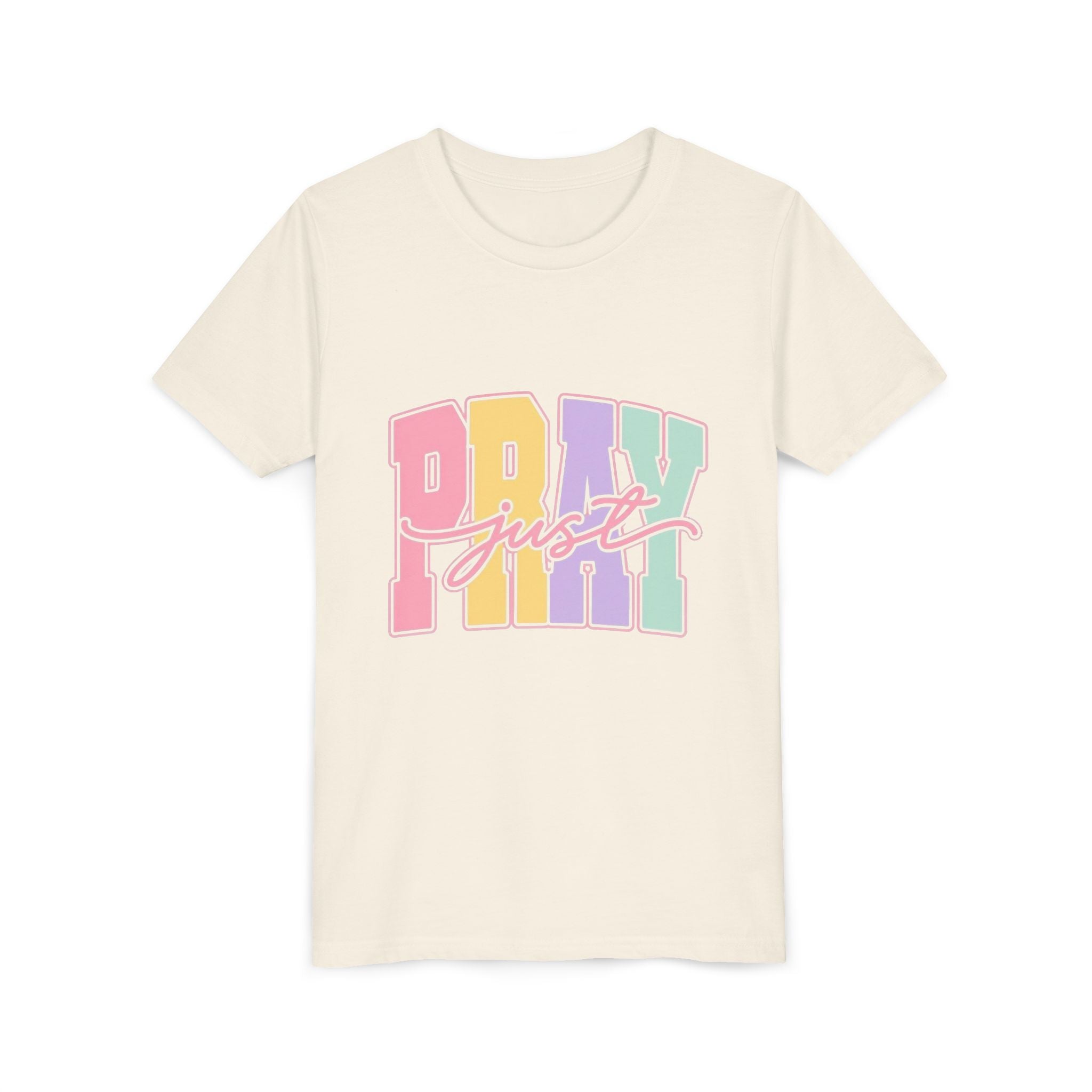 Youth Tee — "Just Pray" Pastel Graphic