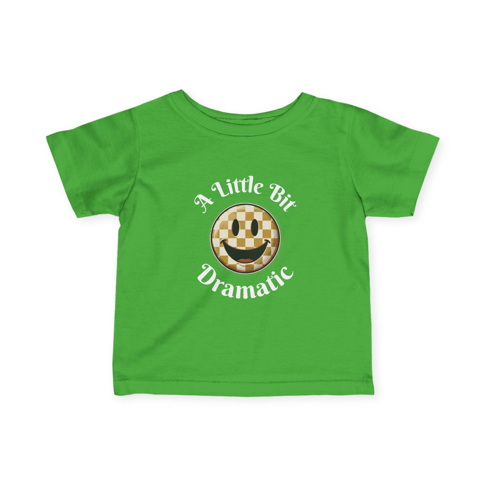 Infant Tee - "A Little Bit Dramatic" Smiley Checkerboard Baby Shirt