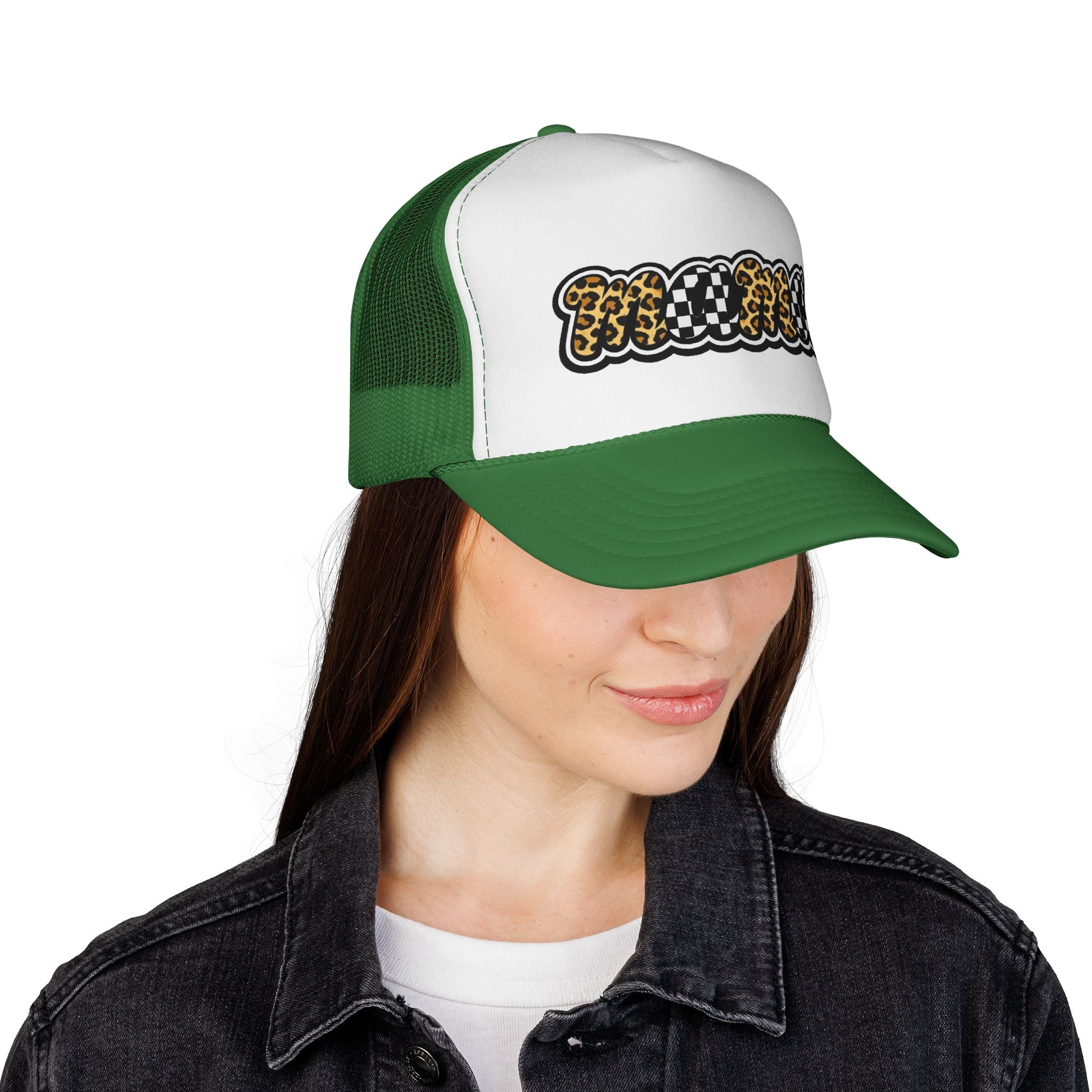 Trucker Cap — 'MAMMA' Leopard & Checker Patch Hat
