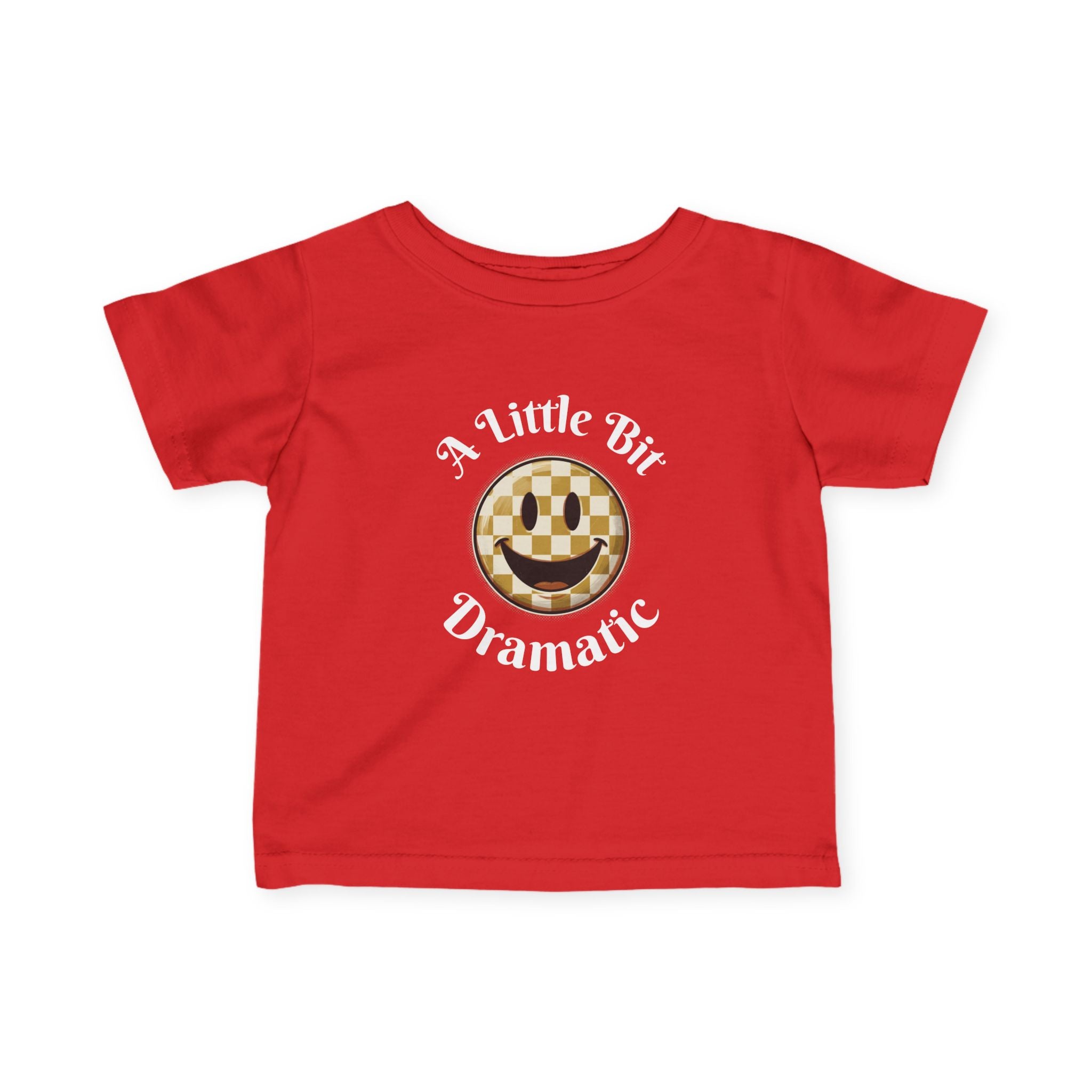 Infant Tee - "A Little Bit Dramatic" Smiley Checkerboard Baby Shirt