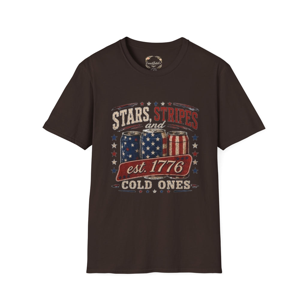 Stars, Stripes & Cold Ones T-Shirt — Vintage American Beer 1776 Tee