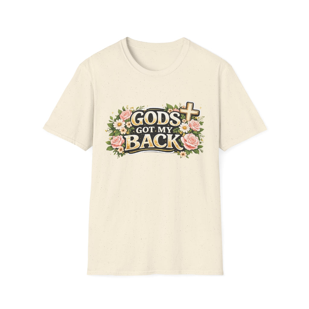 Faith T-Shirt — "God's Got My Back" Floral Cross Christian Tee