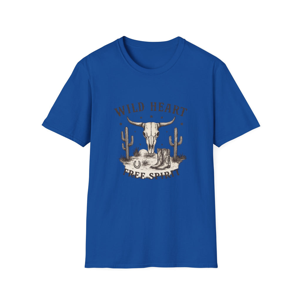Wild Heart Skull T-Shirt – Western Cactus 'Free Spirit' Graphic Tee