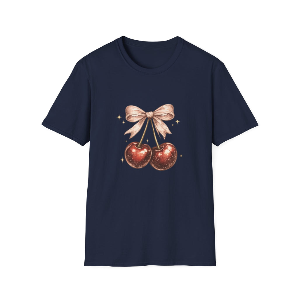 Cherry Bow T-Shirt — Cute Vintage Cherries Graphic
