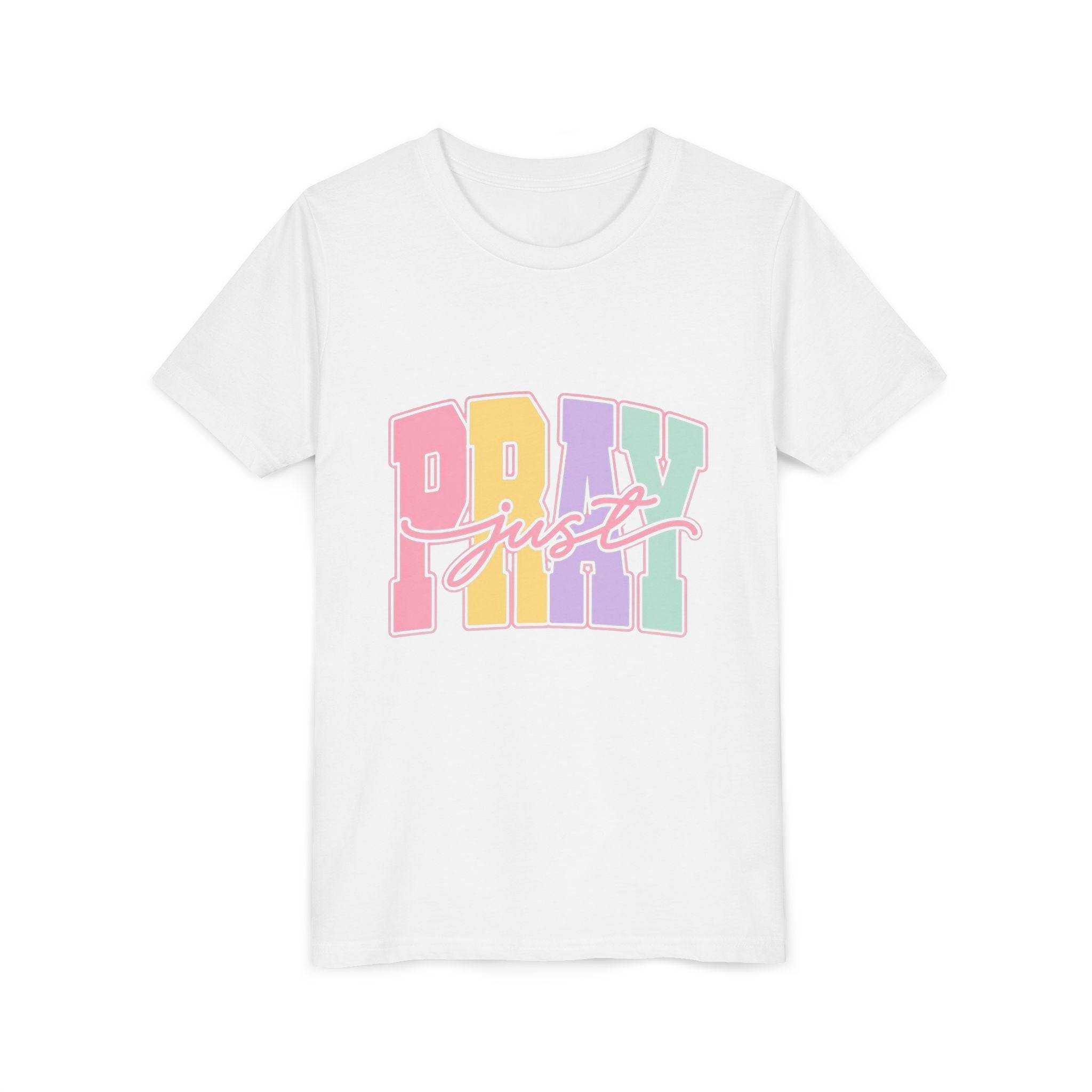 Youth Tee — "Just Pray" Pastel Graphic