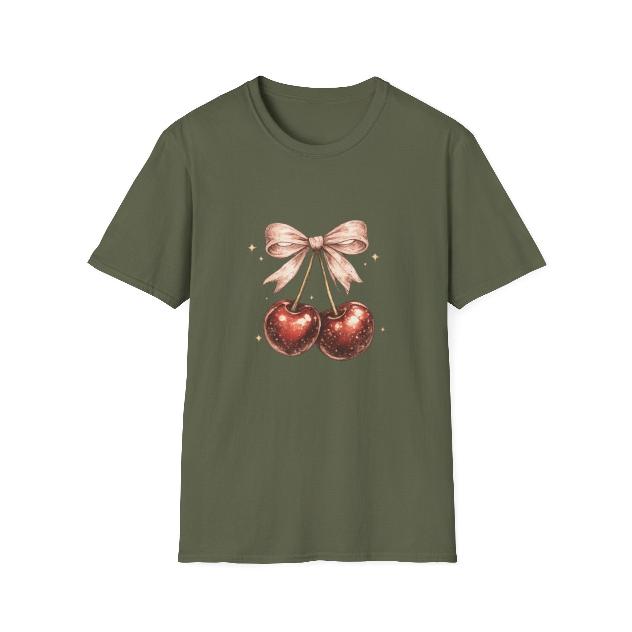 Cherry Bow T-Shirt — Cute Vintage Cherries Graphic