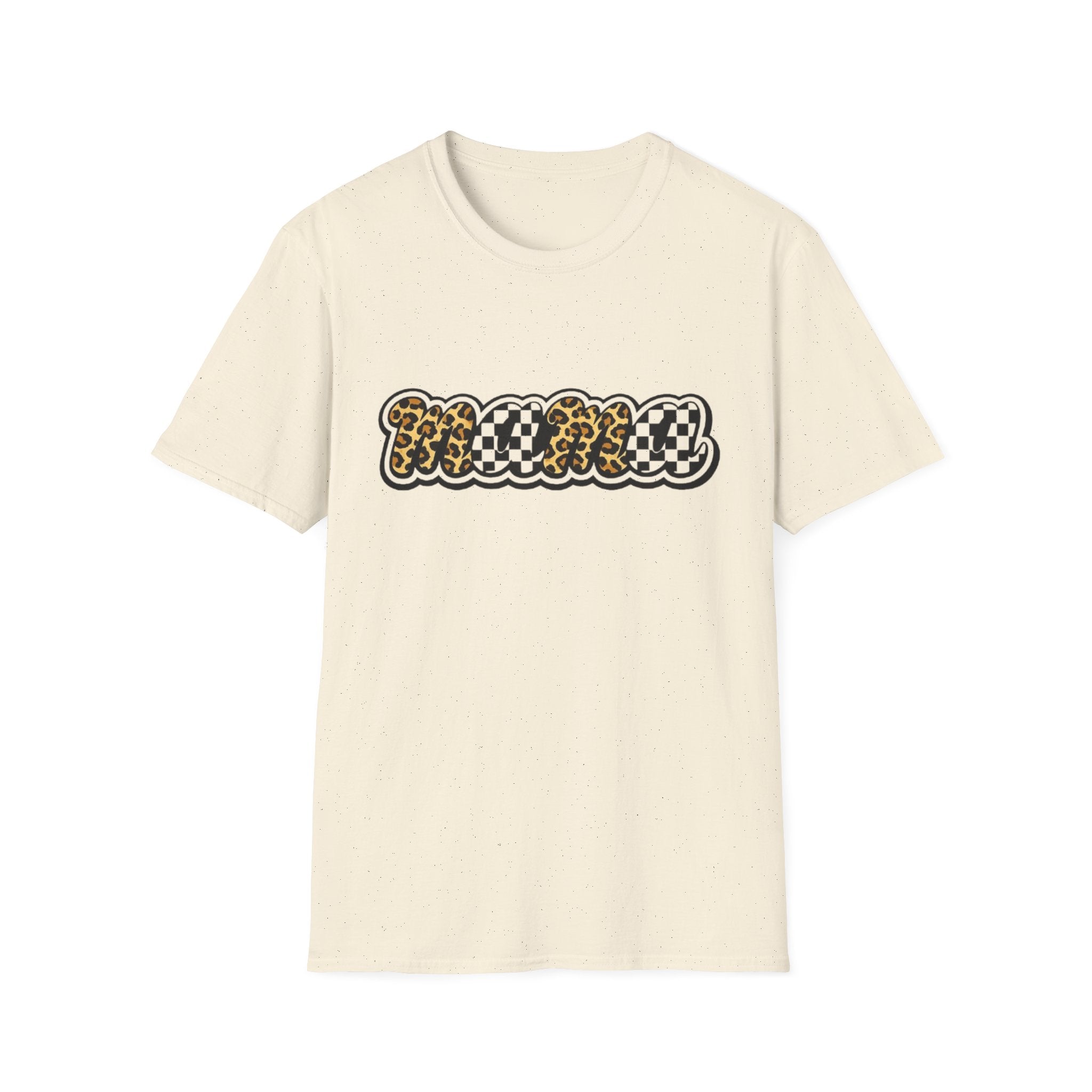 T-Shirt — 'Mama' Leopard & Checkerboard Retro Graphic Tee
