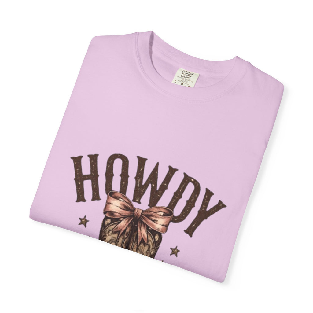 Howdy Cowboy Boots T-Shirt — Western Graphic Tee with Bow