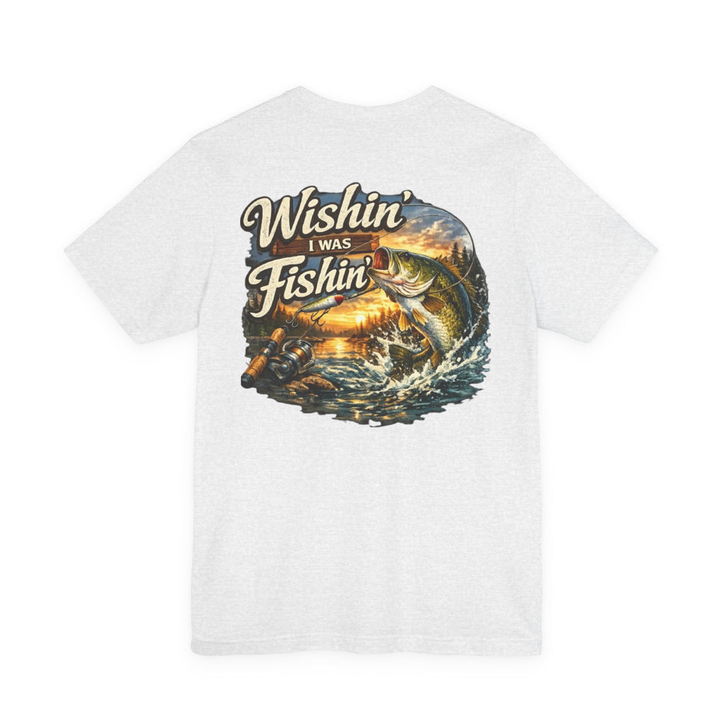Fishing T-Shirt — "Wishin I Was Fishin" Vintage Bass Graphic