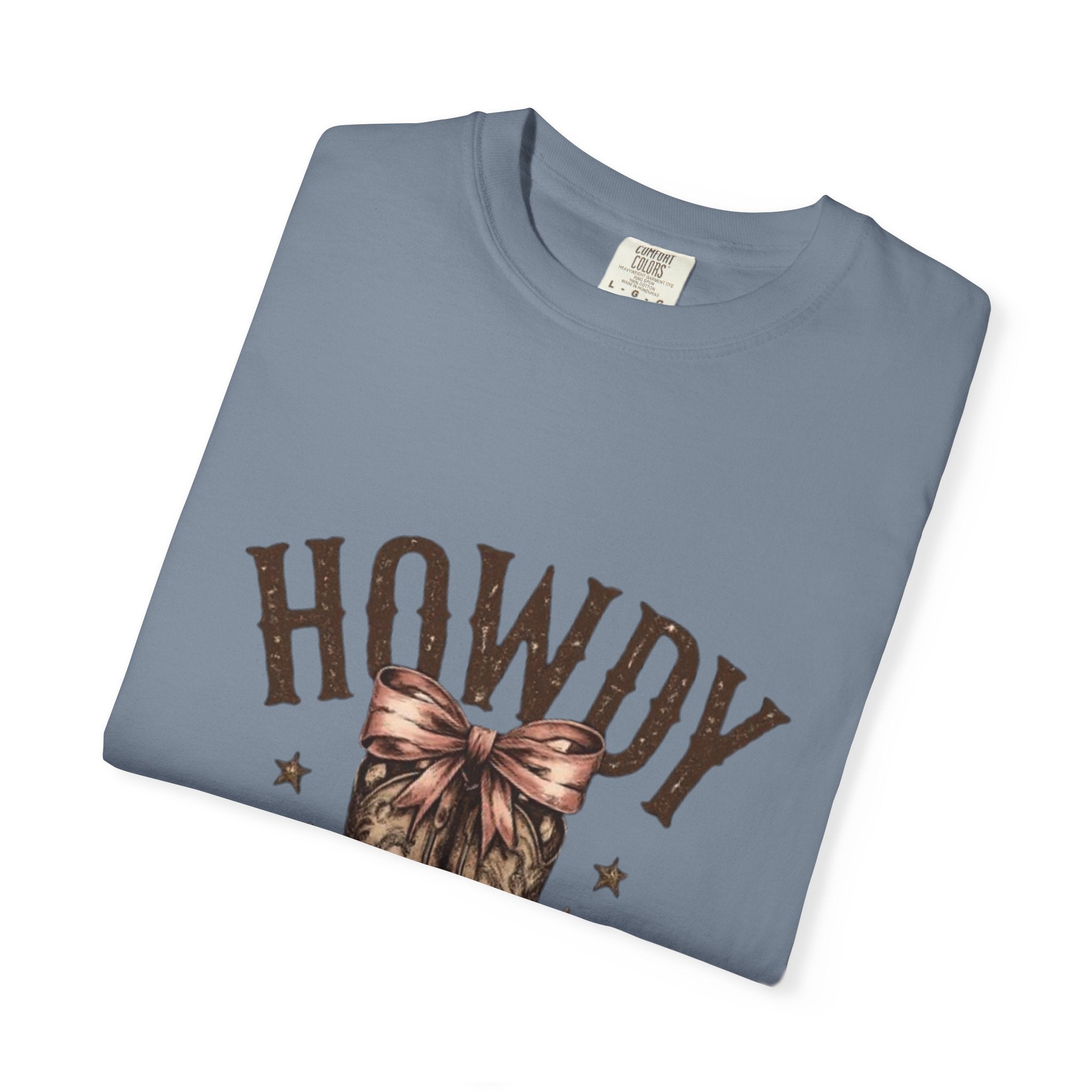 Howdy Cowboy Boots T-Shirt — Western Graphic Tee with Bow