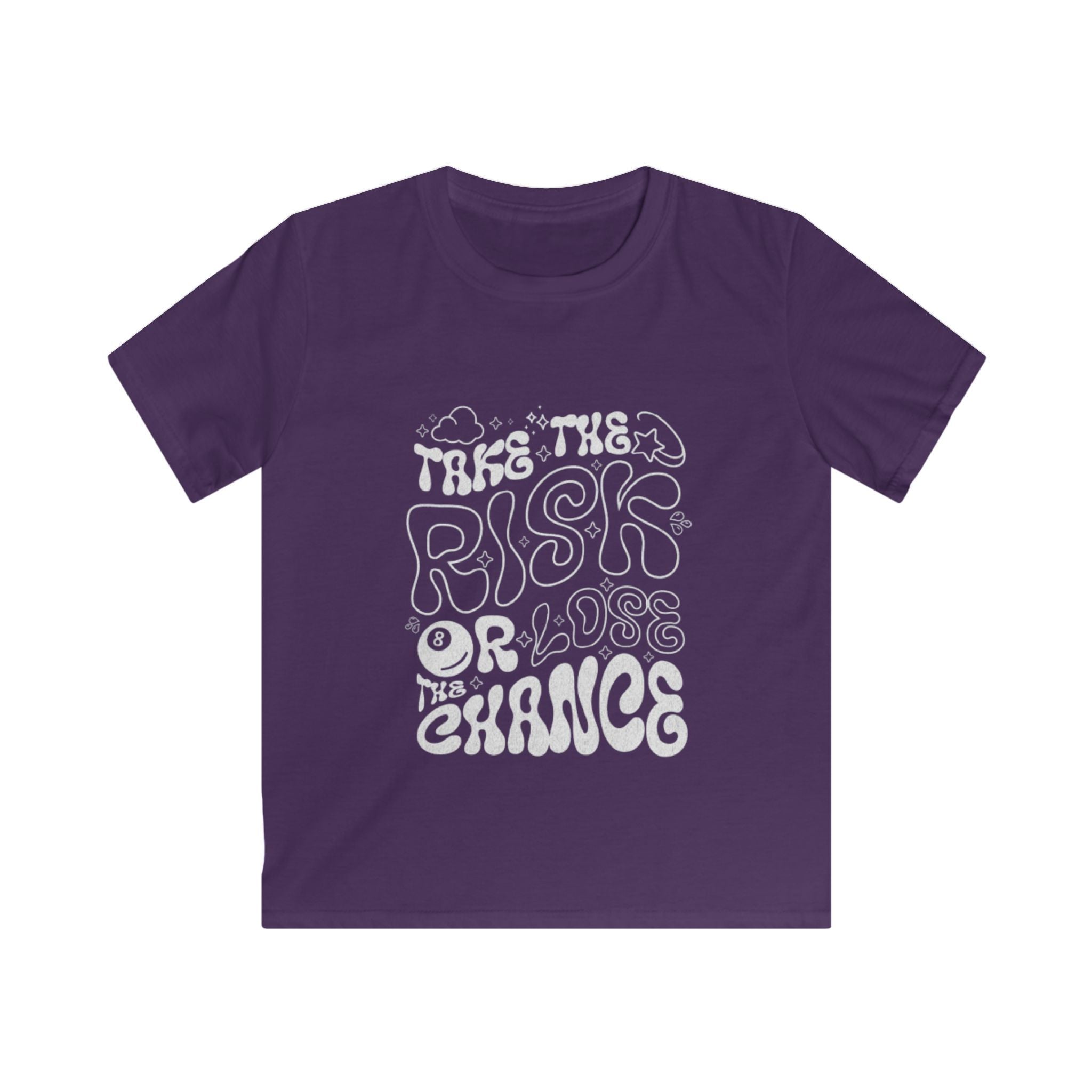 Kids Tee — "Take the Risk or Love the Chance" Retro Script