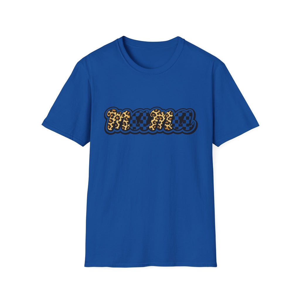 T-Shirt — 'Mama' Leopard & Checkerboard Retro Graphic Tee