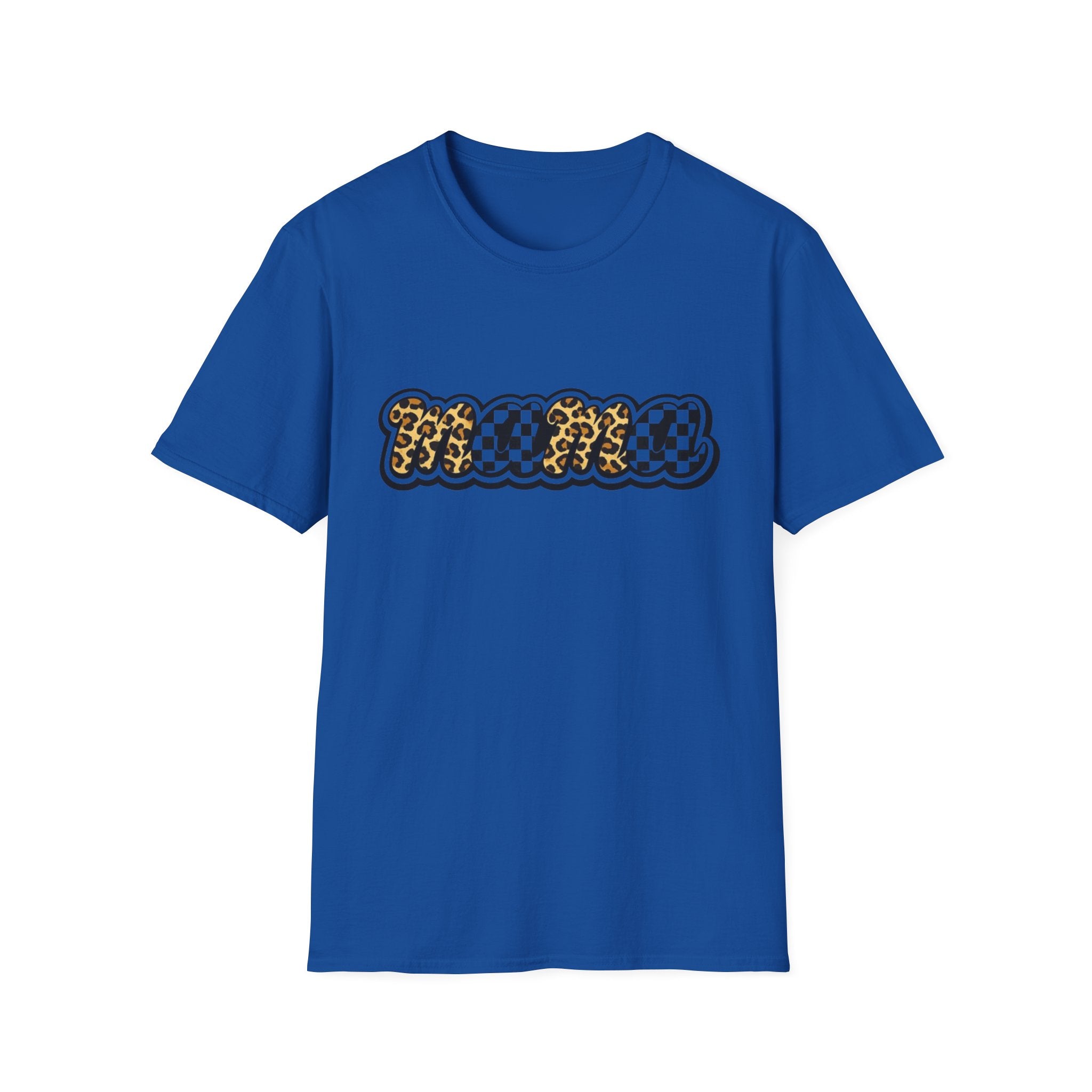 T-Shirt — 'Mama' Leopard & Checkerboard Retro Graphic Tee