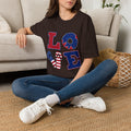 Patriotic 'LOVE' T-Shirt — American Flag Donut & Flip-Flop Graphic Tee