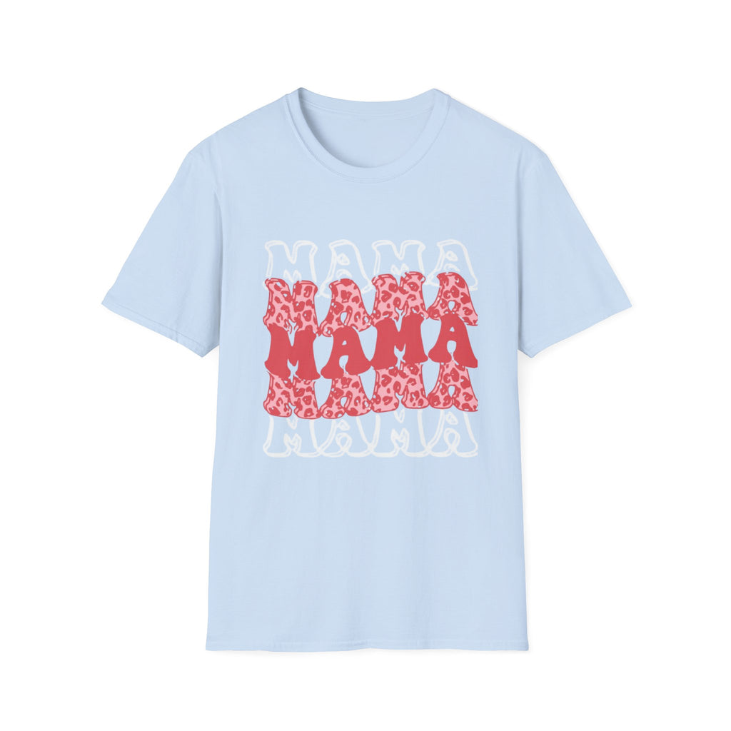 Mama Graphic Tee — Layered Red Leopard 'MAMA' Design