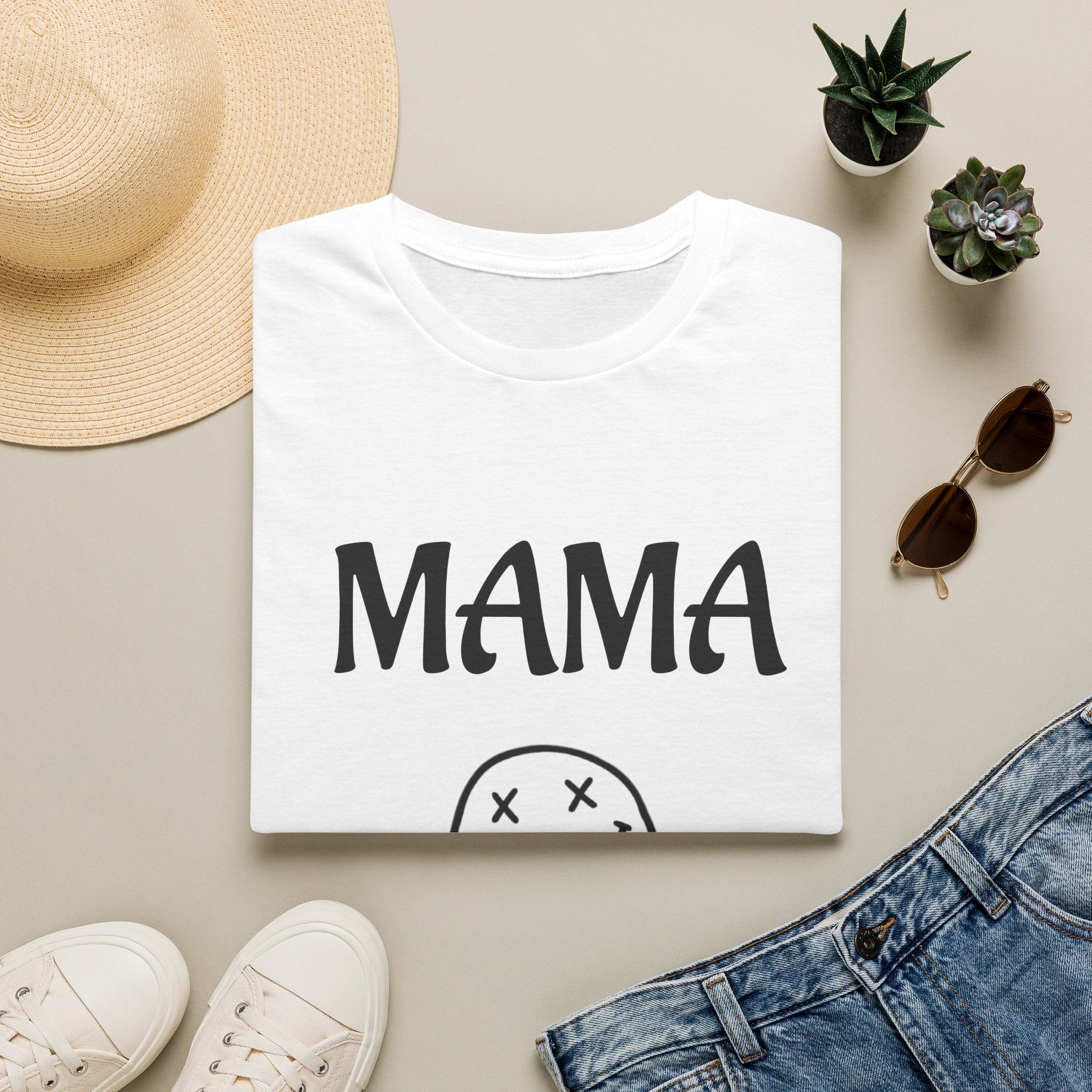 Mama Smiley Tee — Casual Graphic Mom T‑Shirt
