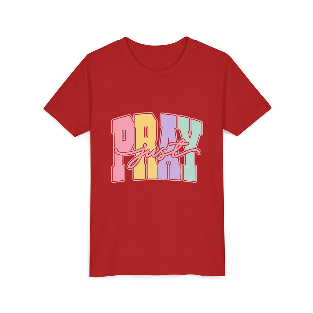 Youth Tee — "Just Pray" Pastel Graphic