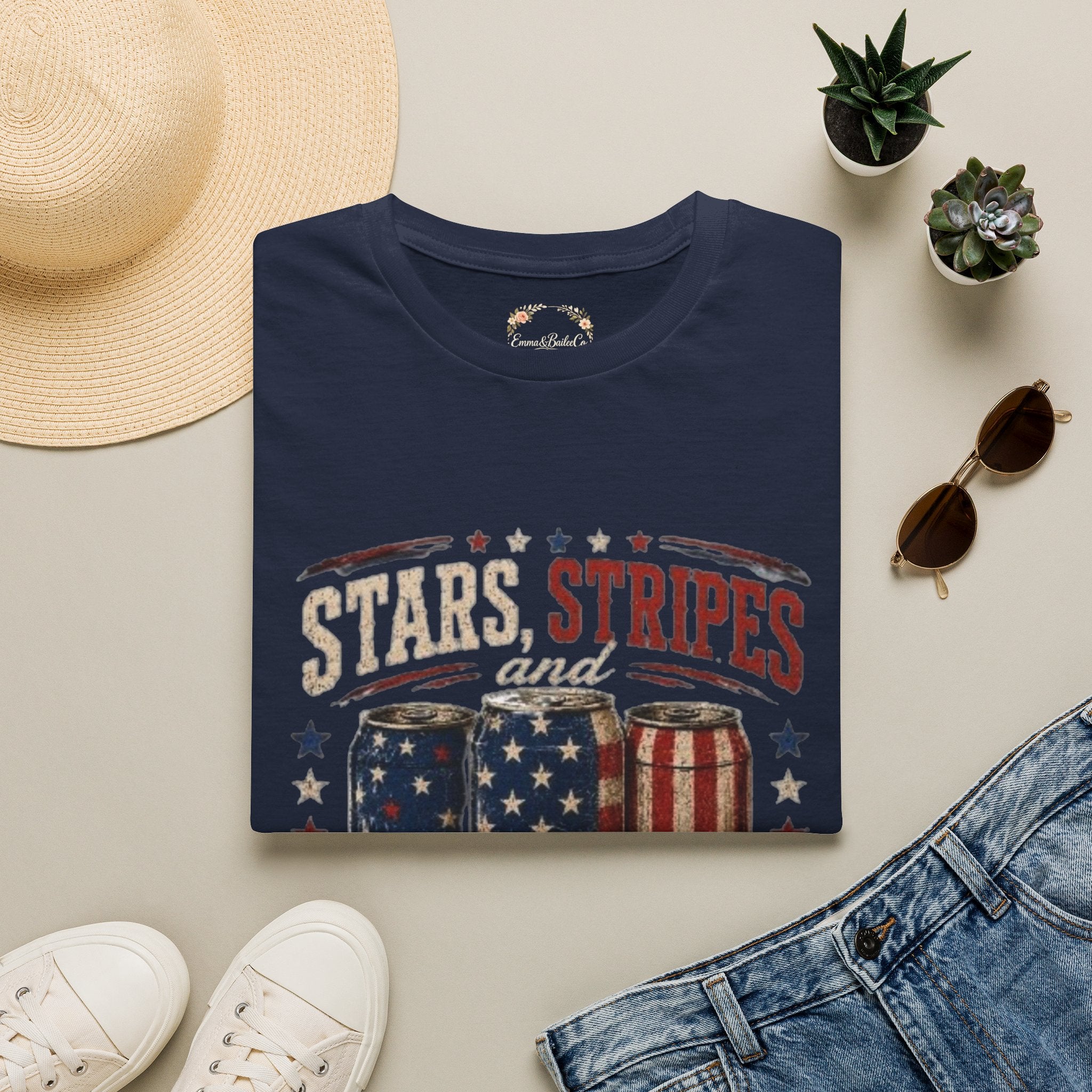 Stars, Stripes & Cold Ones T-Shirt — Vintage American Beer 1776 Tee