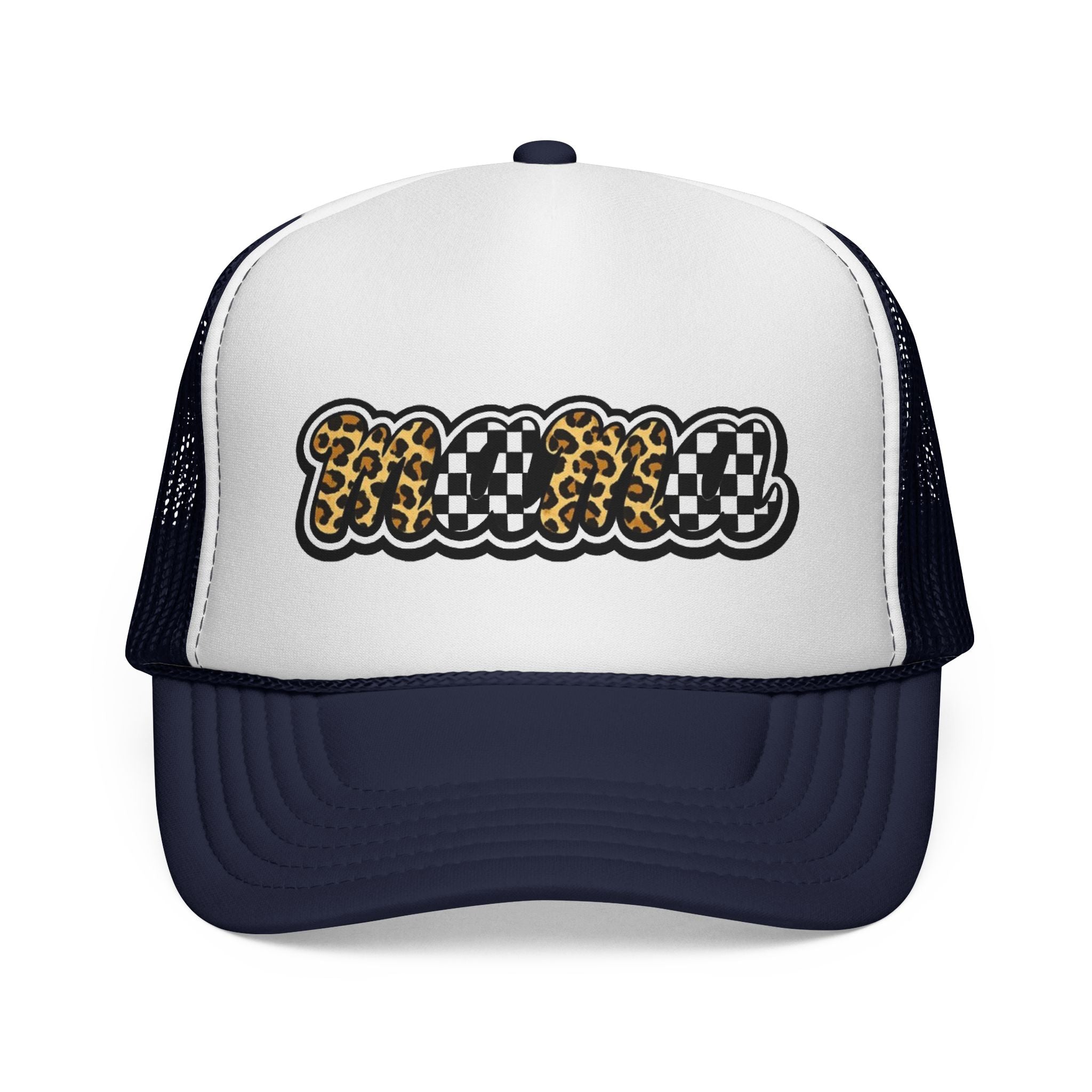 Trucker Cap — 'MAMMA' Leopard & Checker Patch Hat