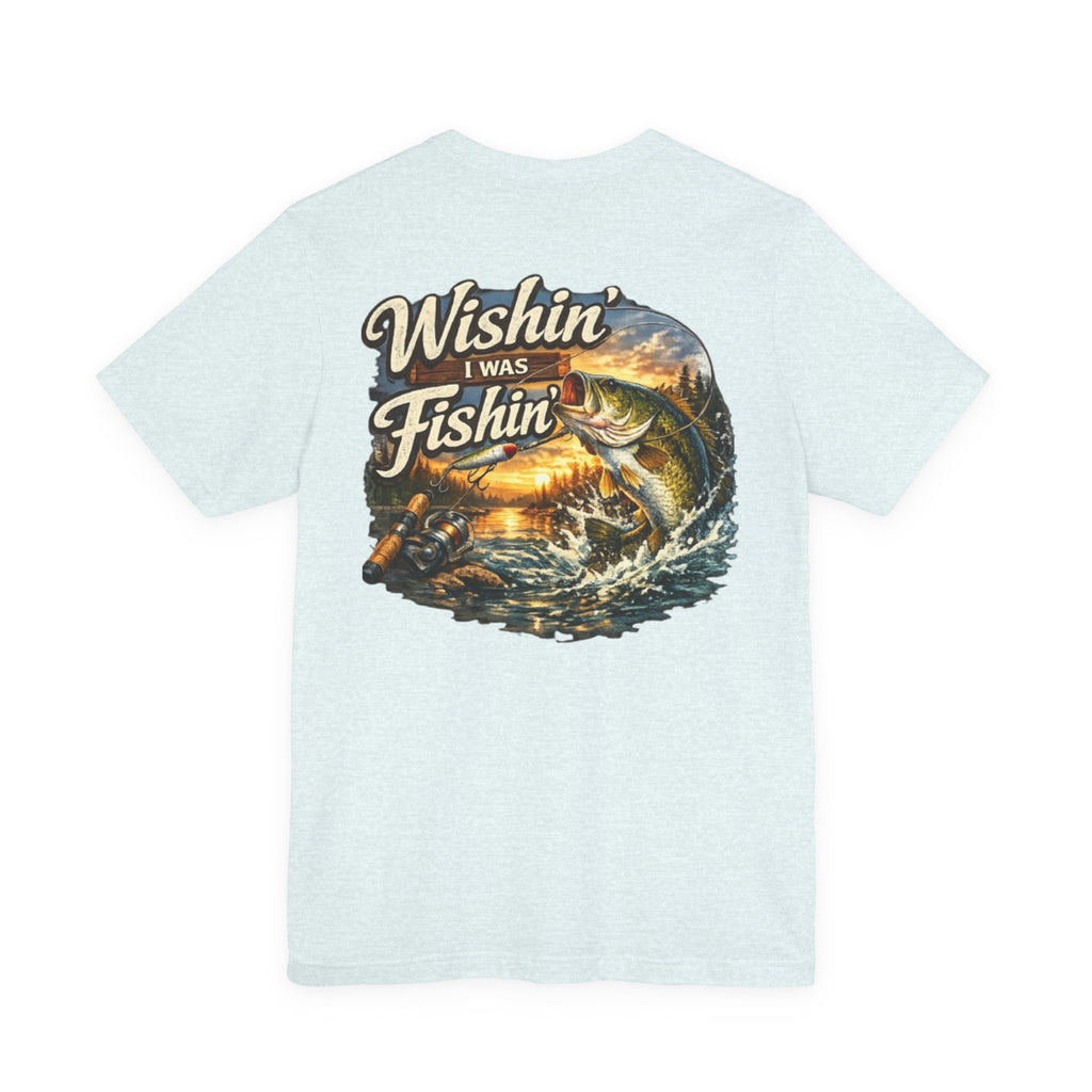 Fishing T-Shirt — "Wishin I Was Fishin" Vintage Bass Graphic
