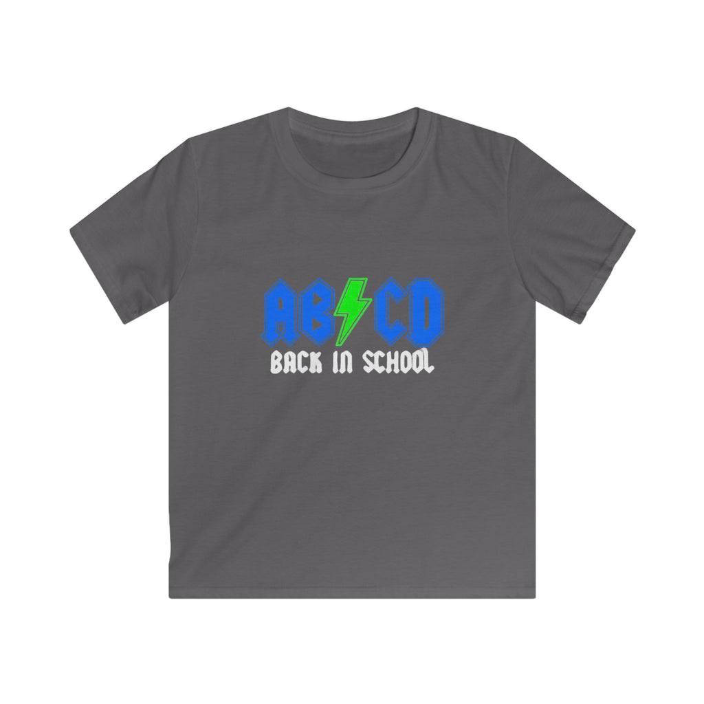 Kids "AB/CD Back in School" Graphic Tee — Cool Lightning Bolt School Shirt