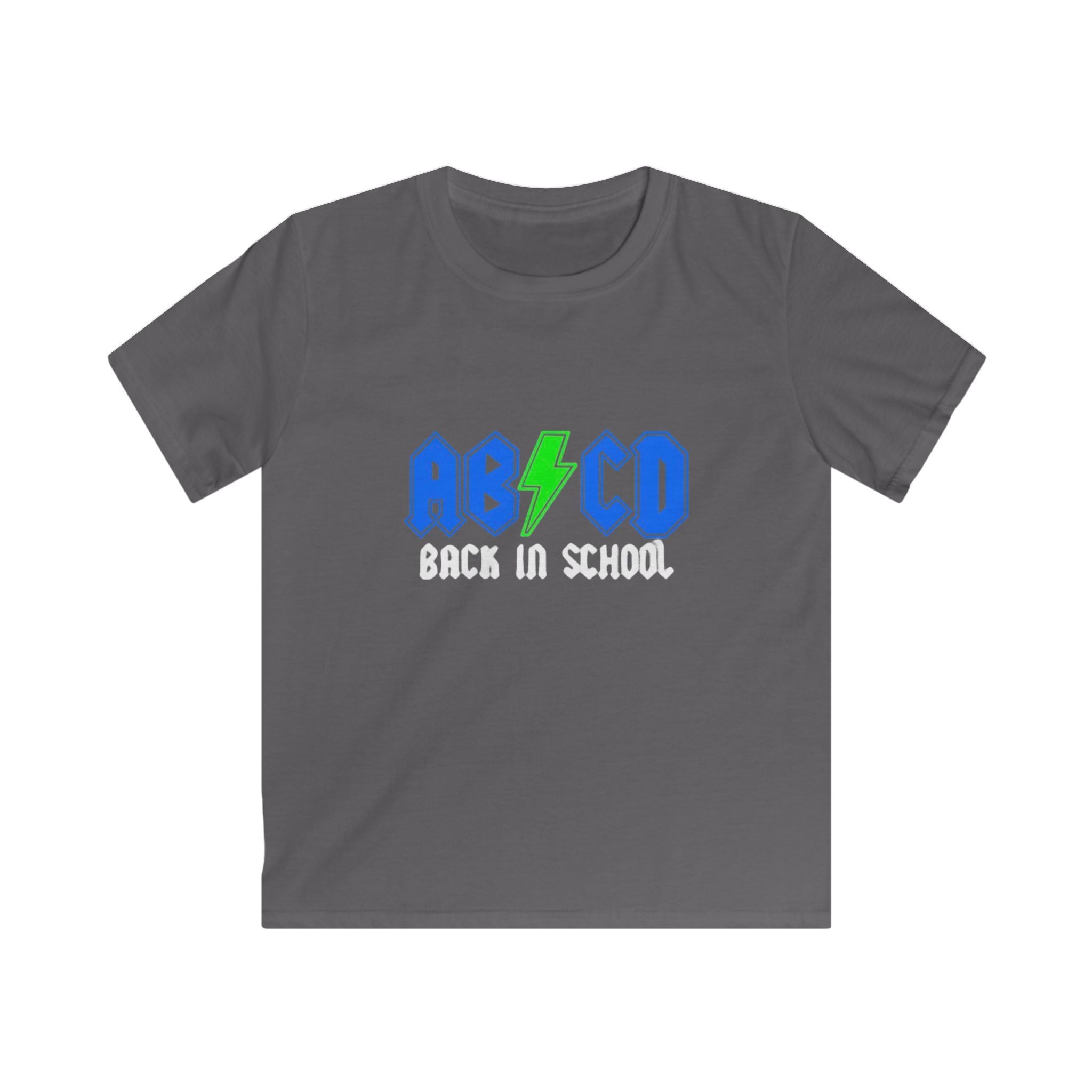 Kids "AB/CD Back in School" Graphic Tee — Cool Lightning Bolt School Shirt