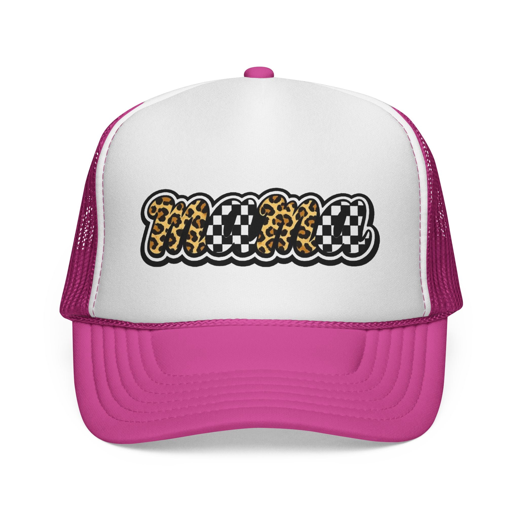 Trucker Cap — 'MAMMA' Leopard & Checker Patch Hat
