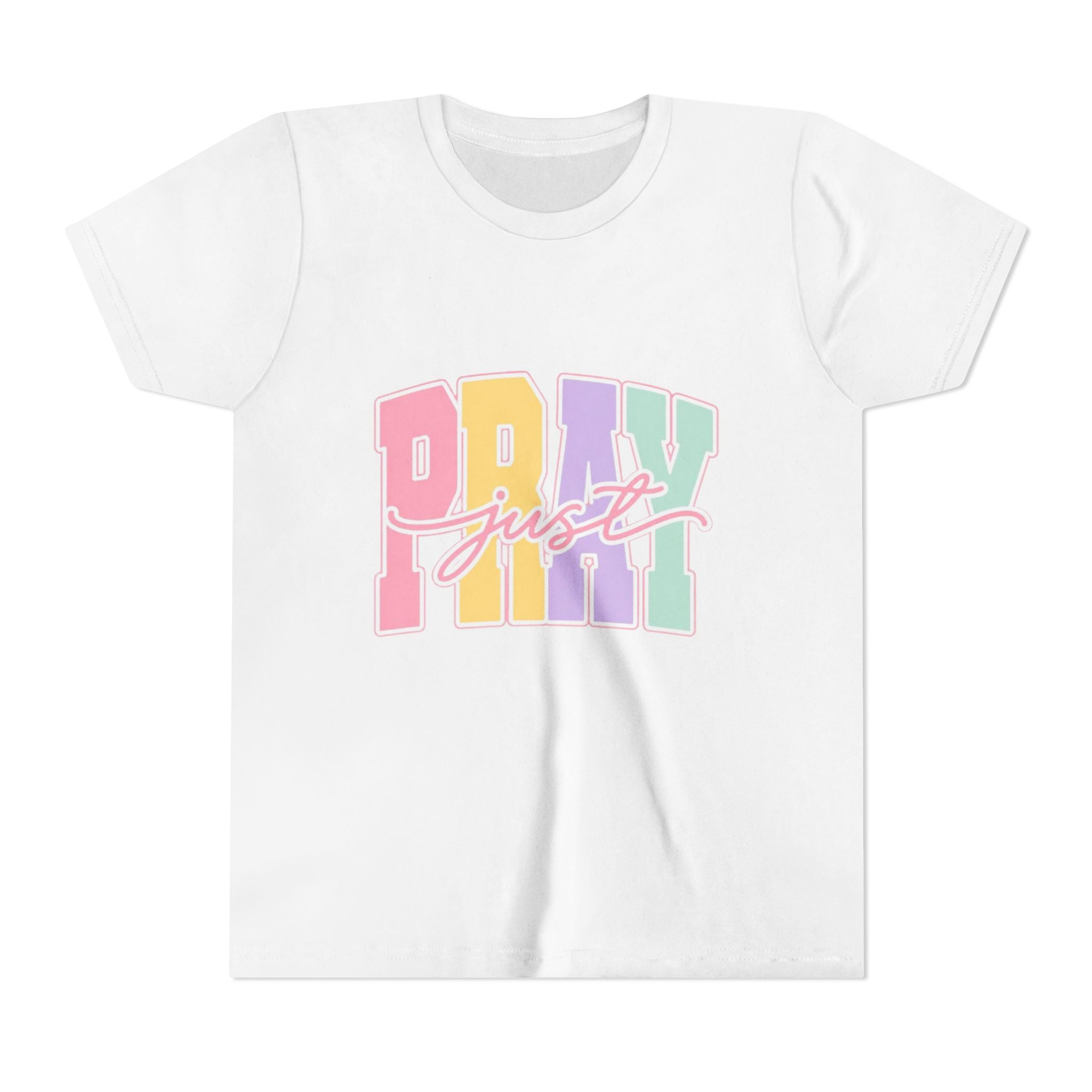 Youth Tee — "Just Pray" Pastel Graphic