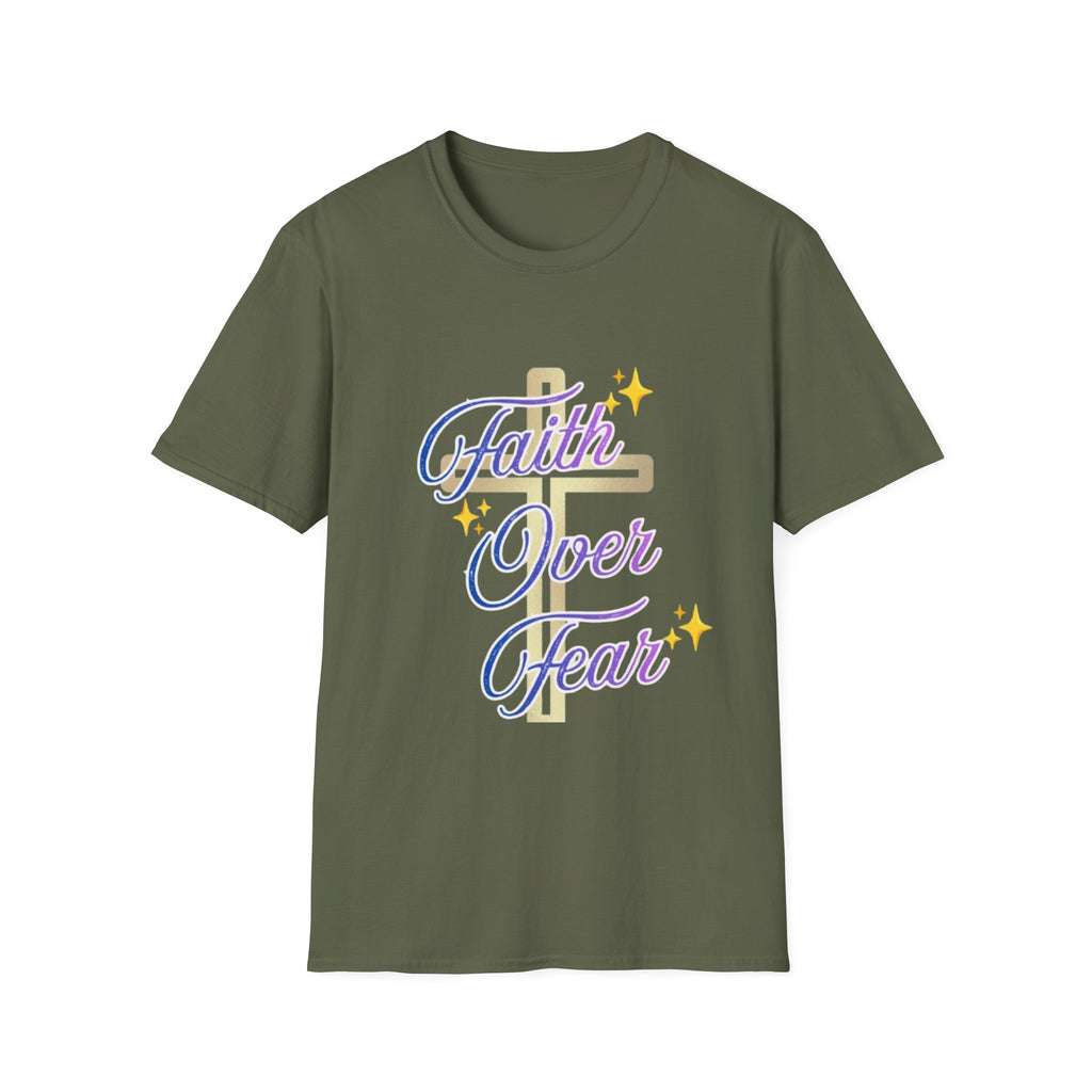 Faith Over Fear T-Shirt — Inspirational Christian Cross Tee