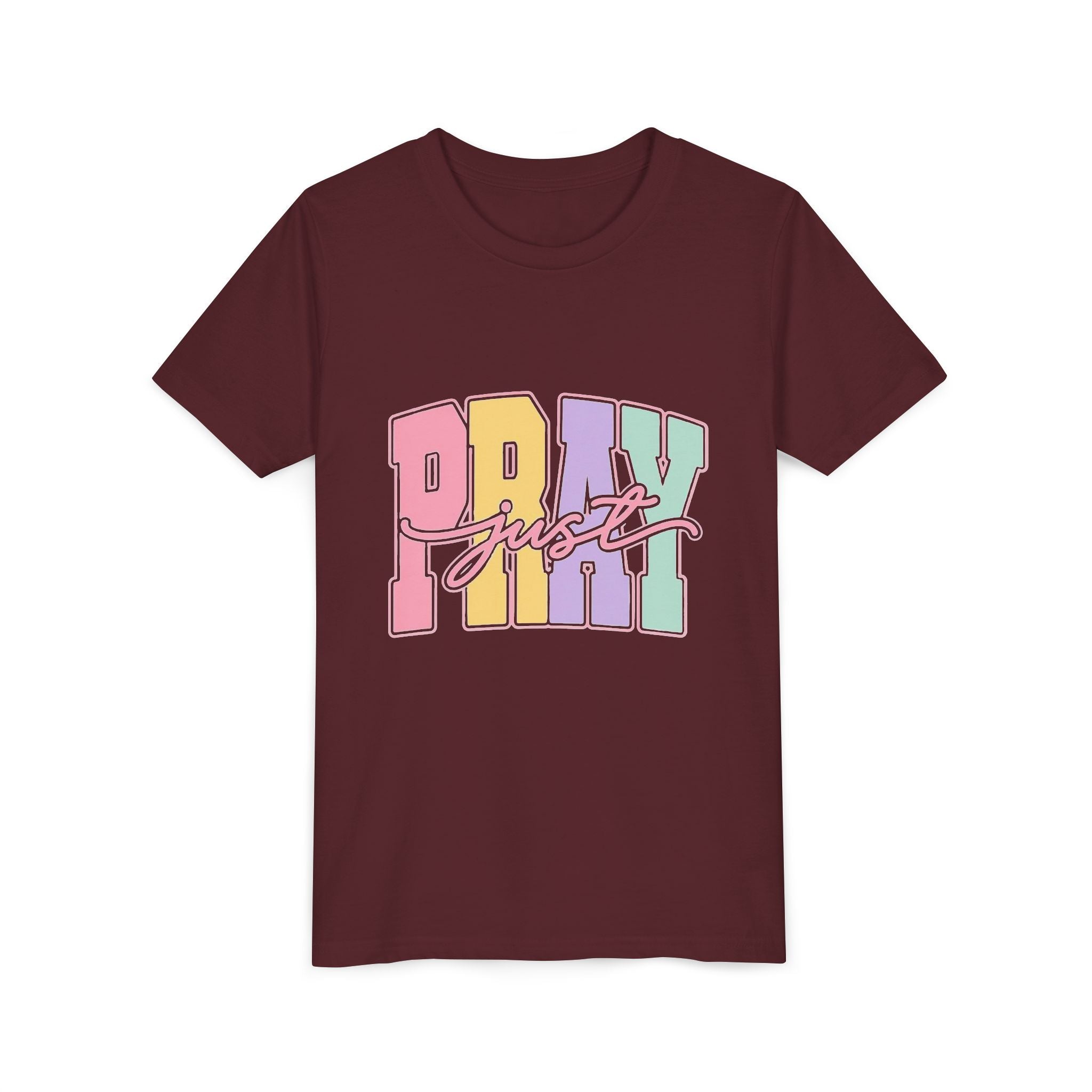 Youth Tee — "Just Pray" Pastel Graphic