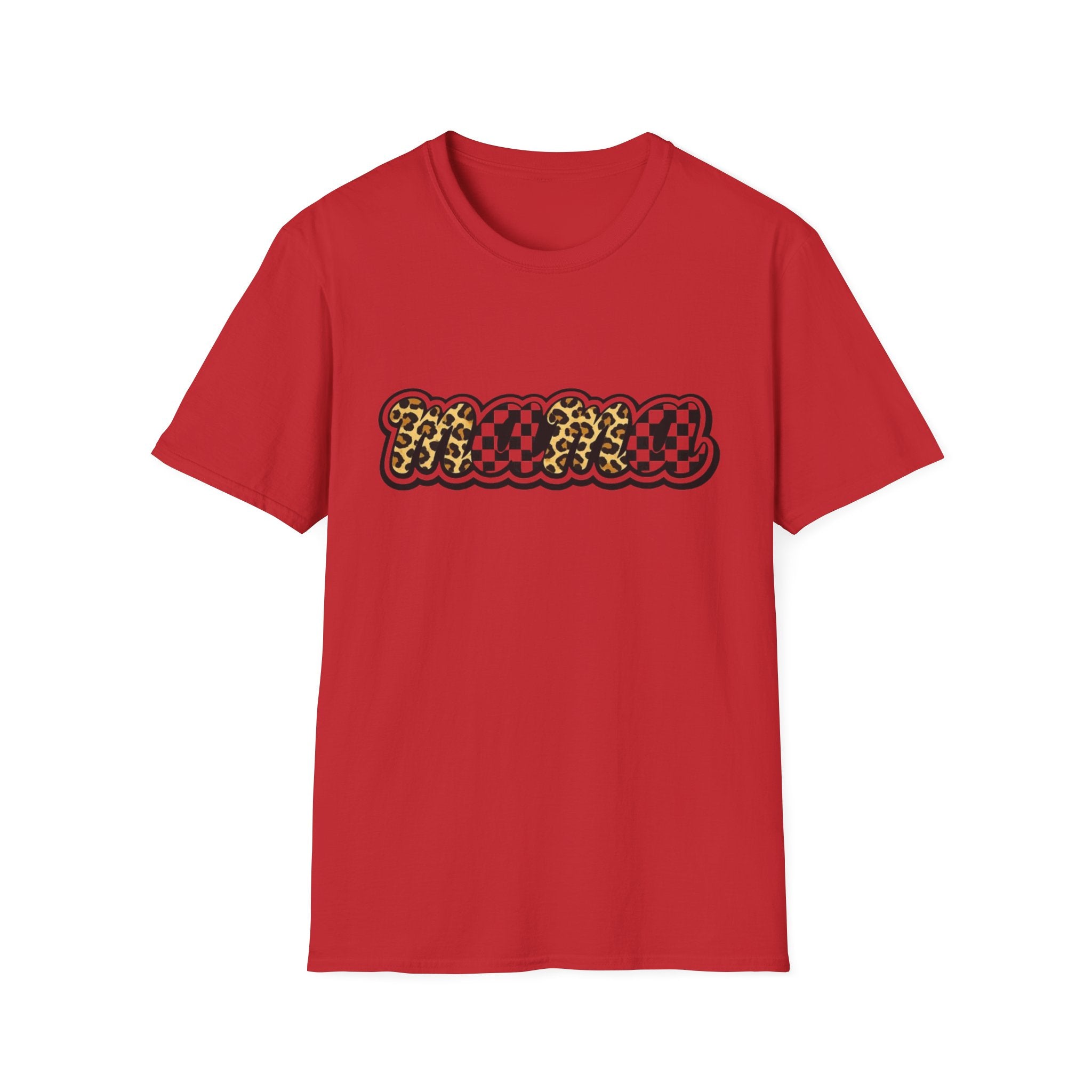 T-Shirt — 'Mama' Leopard & Checkerboard Retro Graphic Tee