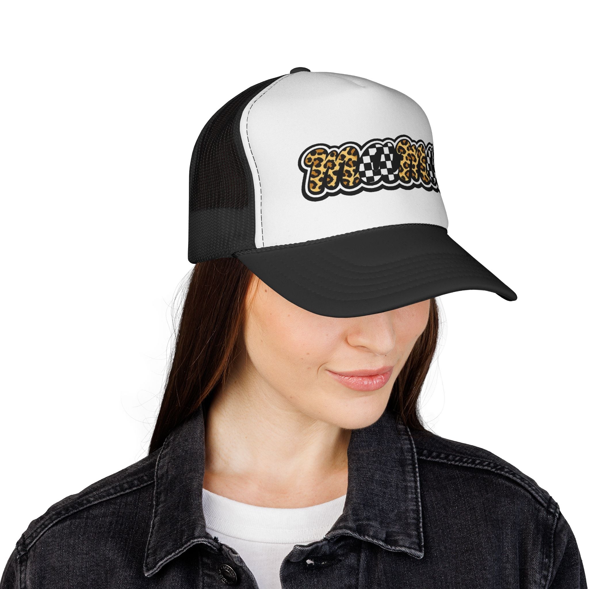 Trucker Cap — 'MAMMA' Leopard & Checker Patch Hat