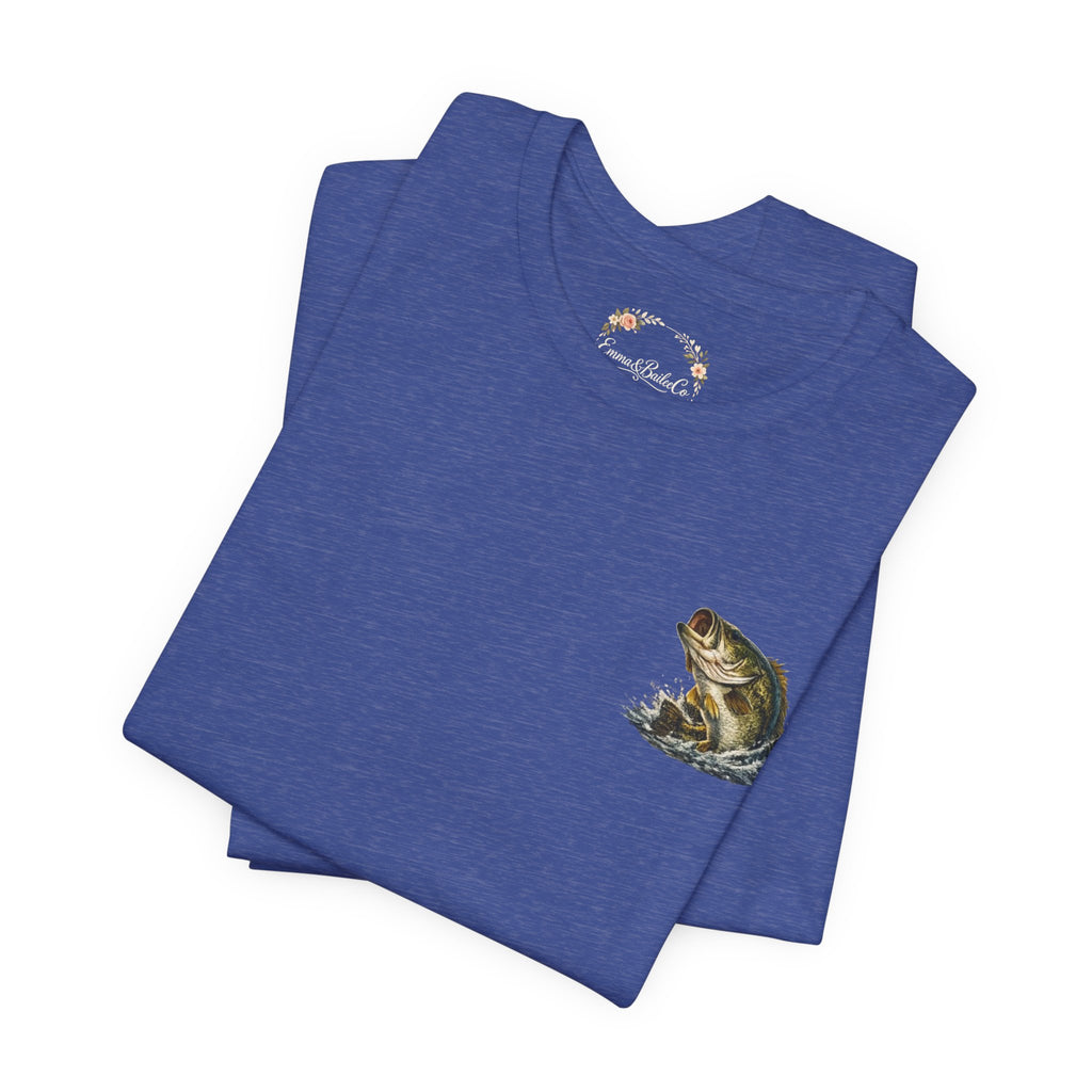 Fishing T-Shirt — "Wishin I Was Fishin" Vintage Bass Graphic