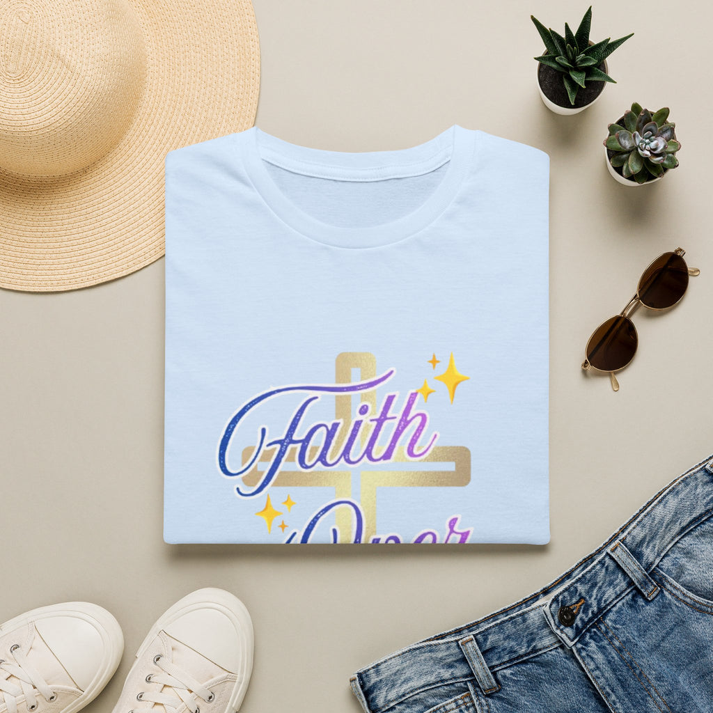 Faith Over Fear T-Shirt — Inspirational Christian Cross Tee
