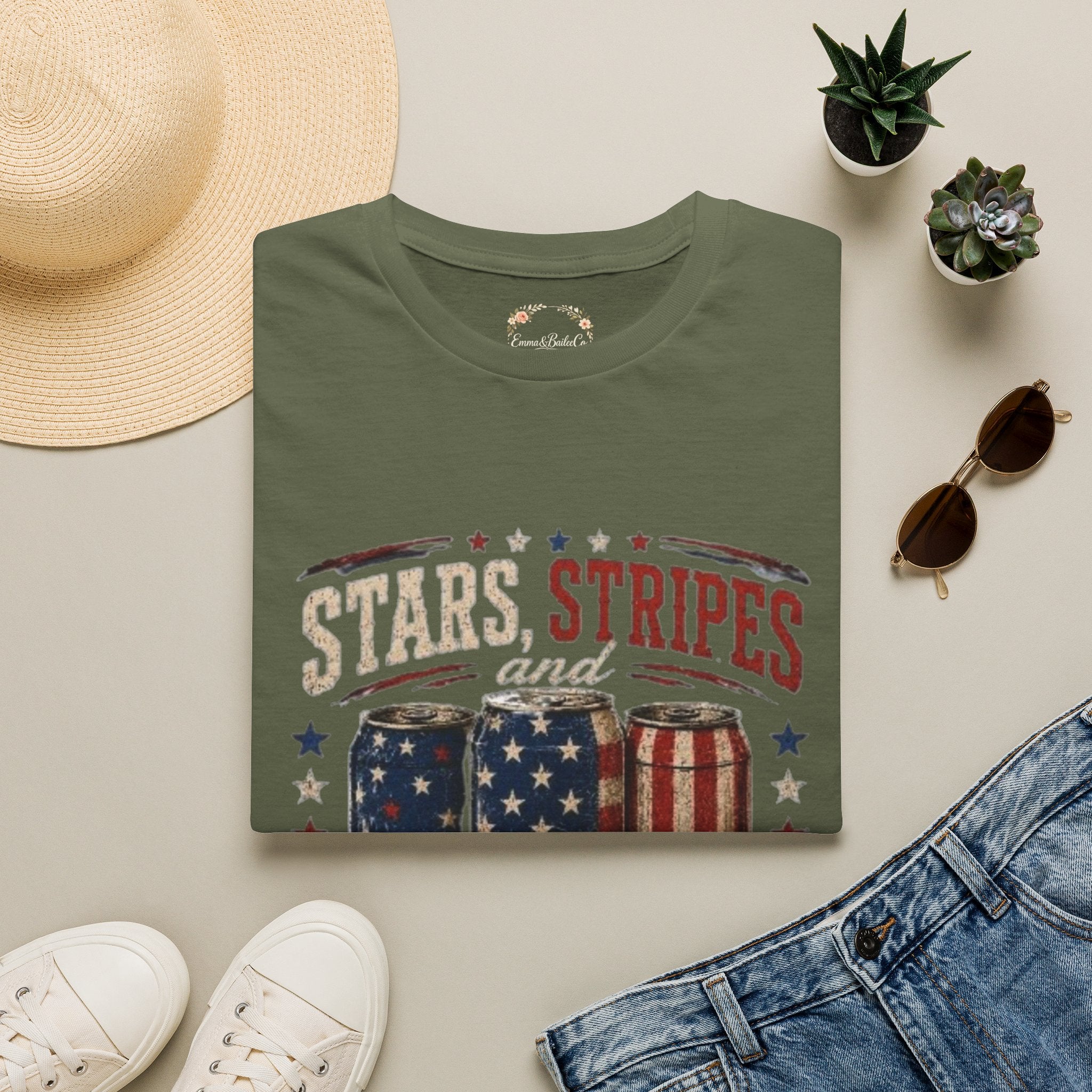 Stars, Stripes & Cold Ones T-Shirt — Vintage American Beer 1776 Tee