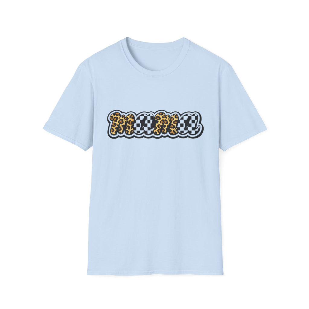 T-Shirt — 'Mama' Leopard & Checkerboard Retro Graphic Tee