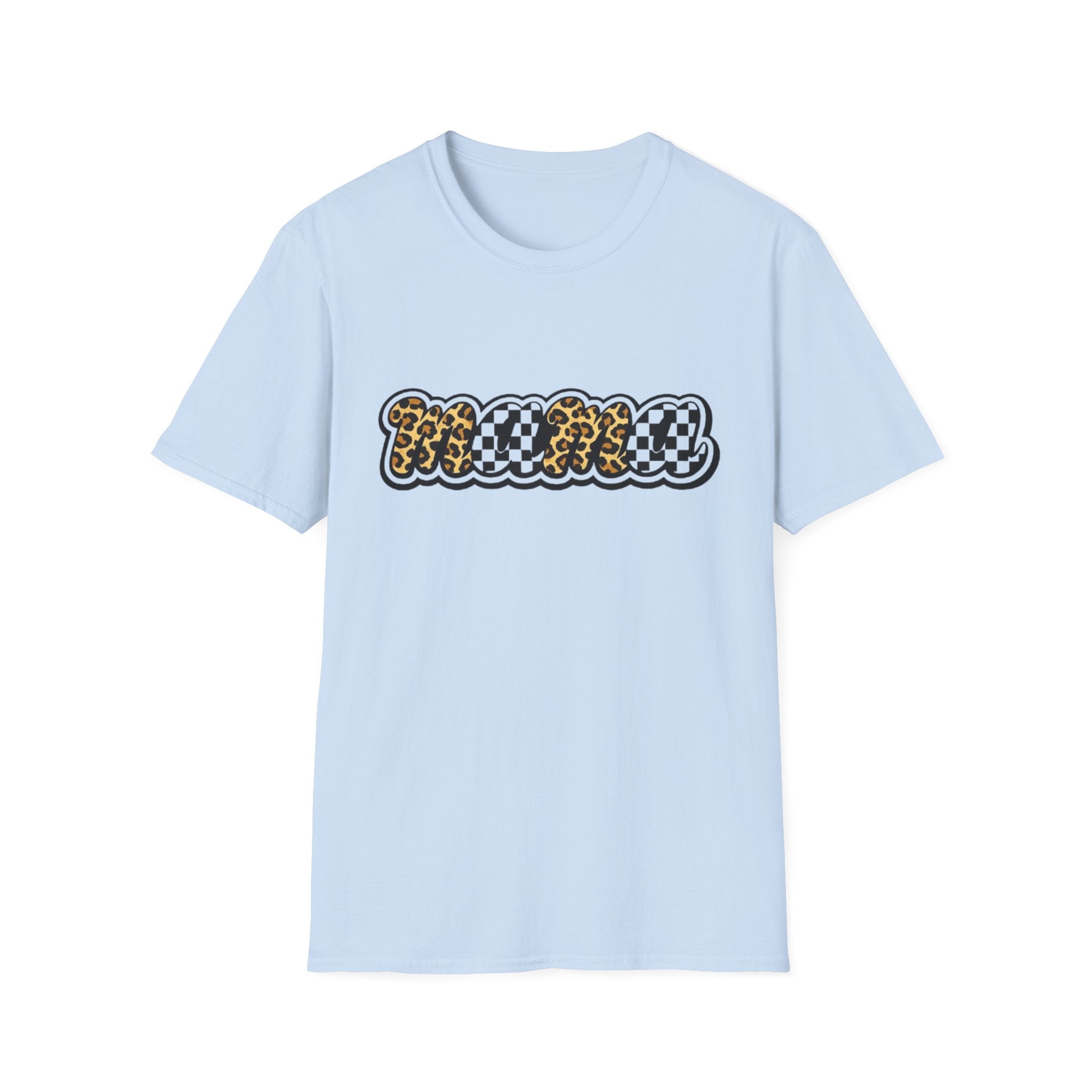T-Shirt — 'Mama' Leopard & Checkerboard Retro Graphic Tee