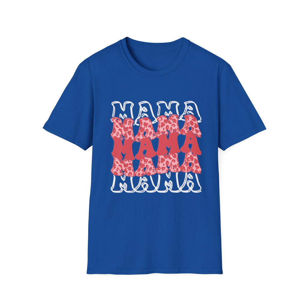 Mama Graphic Tee — Layered Red Leopard 'MAMA' Design