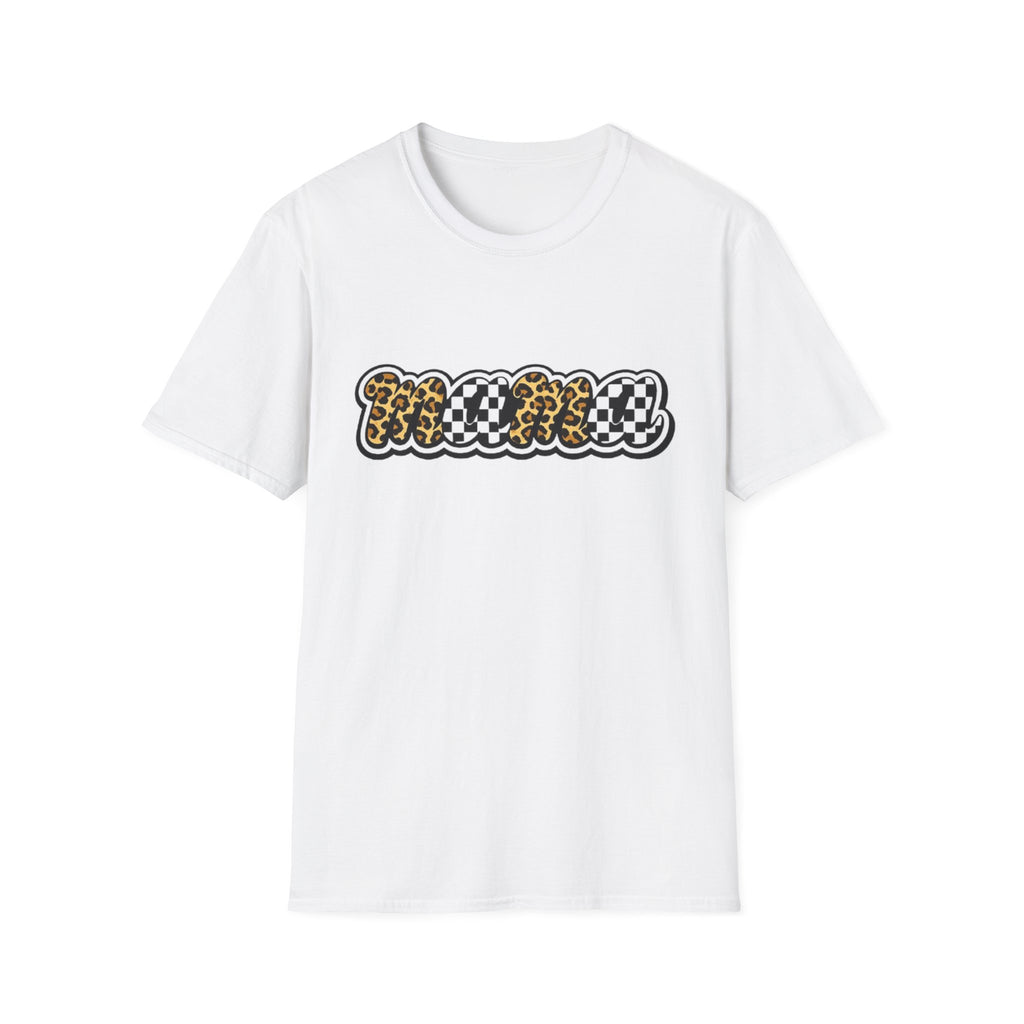 T-Shirt — 'Mama' Leopard & Checkerboard Retro Graphic Tee